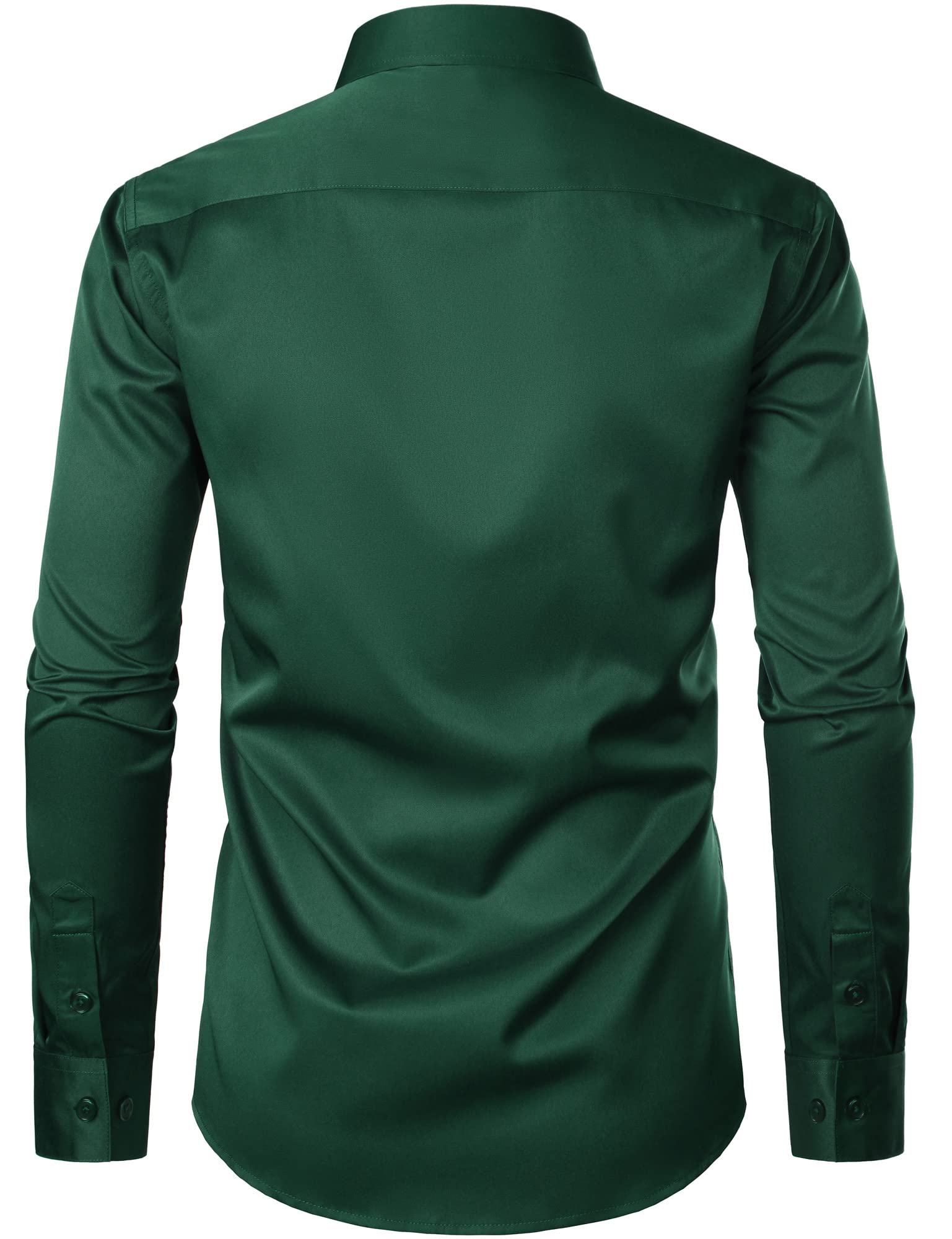 ZEROYAA Men's Urban Stylish Casual Business Slim Fit Long Sleeve Button Up Dress Shirt with Pocket ZLCL29-Dark Green X-Large