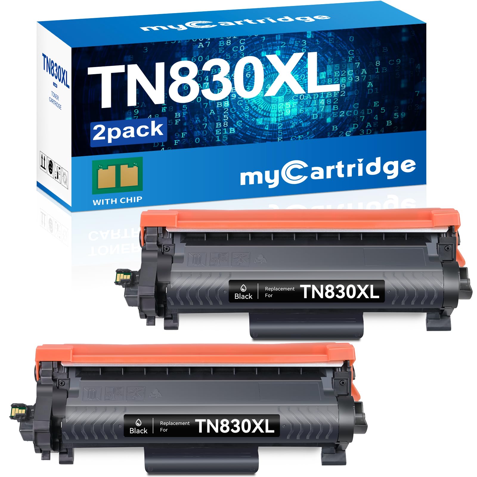 myCartridge Compatible Replacement for Brother TN830XL TN830 TN-830XL Toner for Brother Printer for HL-L2460DW DCP-L2640DW HL-L2405W MFC-L2820DW HL-L2400D HL-L2480DW MFC-L2820DWXL ,TN830XL 2PK