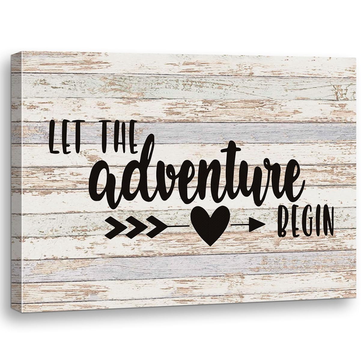 Let The Adventure Begin Camping Arrow Canvas Wall Art Prints Artwork Signs Framed for Campsite Porch Wall Decor Home Room RV Trailer Decor, 14X11 inch,Campers Adventure Lovers Camping Lovers Gifts