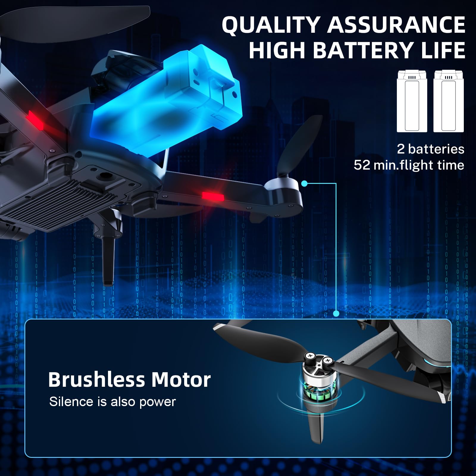 TEEROK GPS Drone with 4K EIS Camera for Adults Beginner, T12S Foldable FPV RC Quadcopter with Brushless Motor, 52 Minutes Flight Time, 5G WiFi Transmission, Optical Flow, Follow Me, Smart Return Home