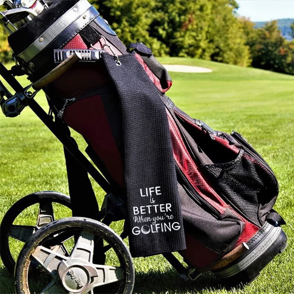 DYJYBMY Life is Better When You're Golfing Golf Towel with Clip Golf Ball Towel for Golf Course Exercise, Golf Gift for Men, Birthday Gifts for Golf Fan, Retired Gifts for Coworker