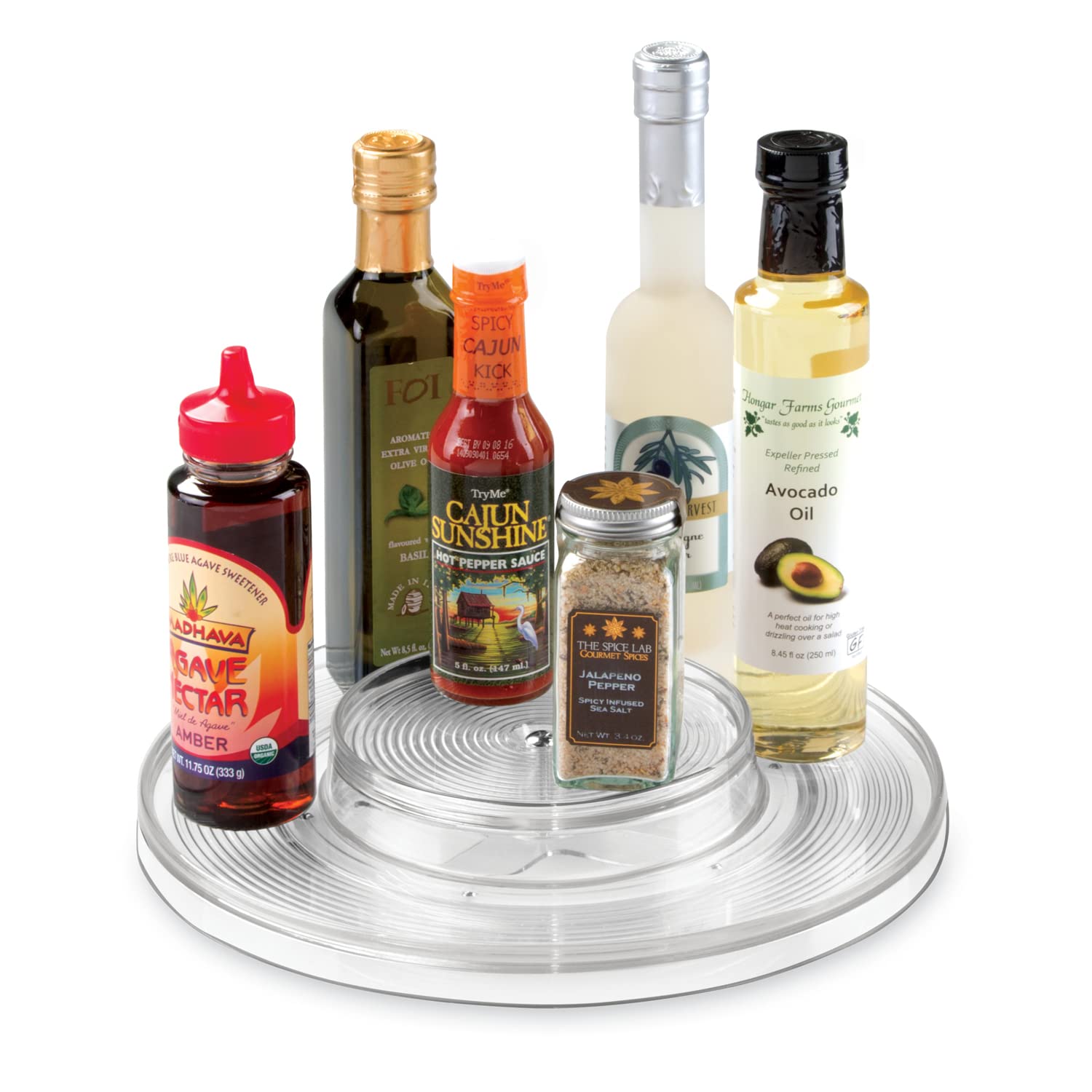 iDesign Linus Lazy Susan Cabinet Turntable - 2-Tier Organizer Tray for Kitchen Pantry or Countertops - 11", Clear