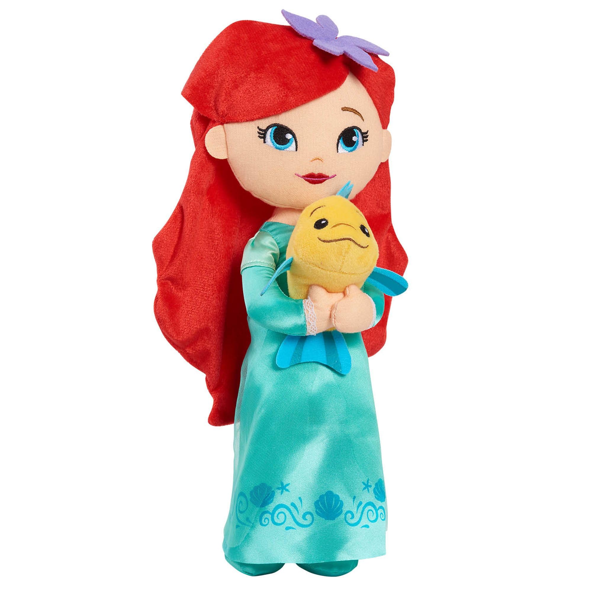 Disney Princess Lil' Friends Ariel & Flounder 14-inch Plush Doll, Kids Toys for Ages 3 Up by Just Play
