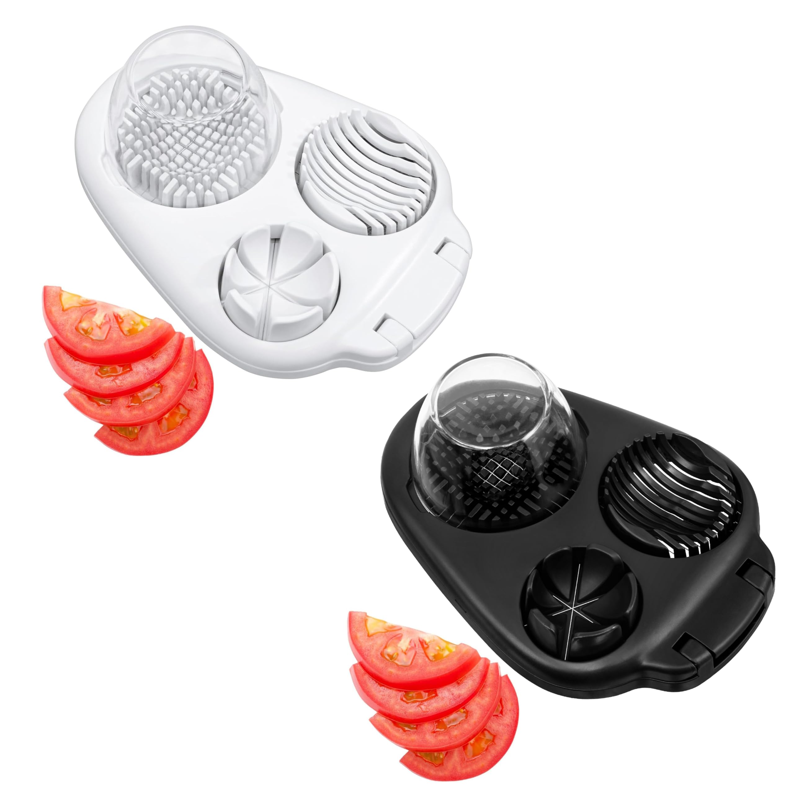 CraftyCrocodile Egg Slicer for Hard Boiled Eggs Set of 2 - Black and White, 3 Slice Modes, Handy Heavy Duty Stainless Steel Egg Cutter, Bundle