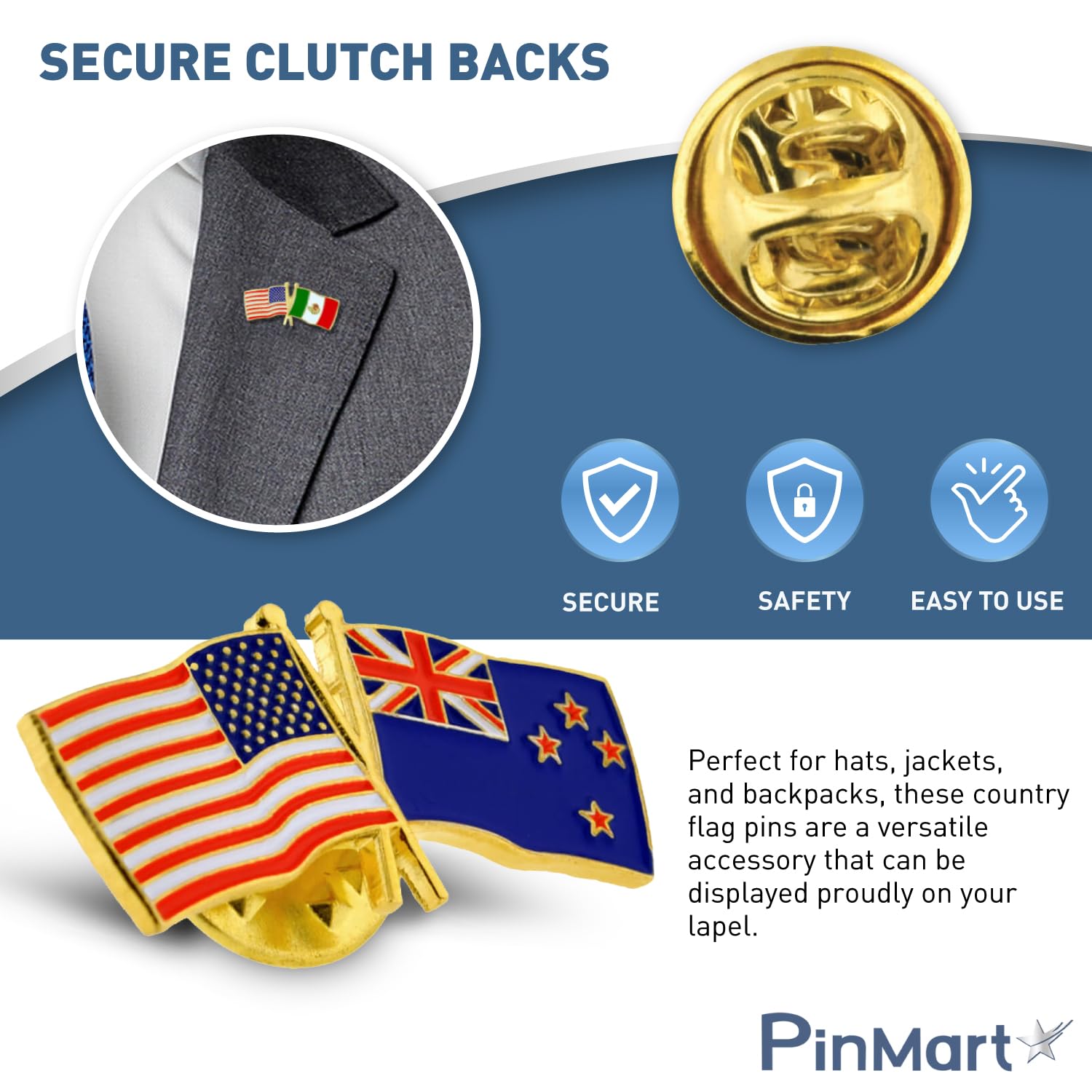 PinMart‘s USA and Israel Crossed Friendship Flag Enamel Lapel Pin - Country Flags Pins For Hats, Jackets, and Backpacks