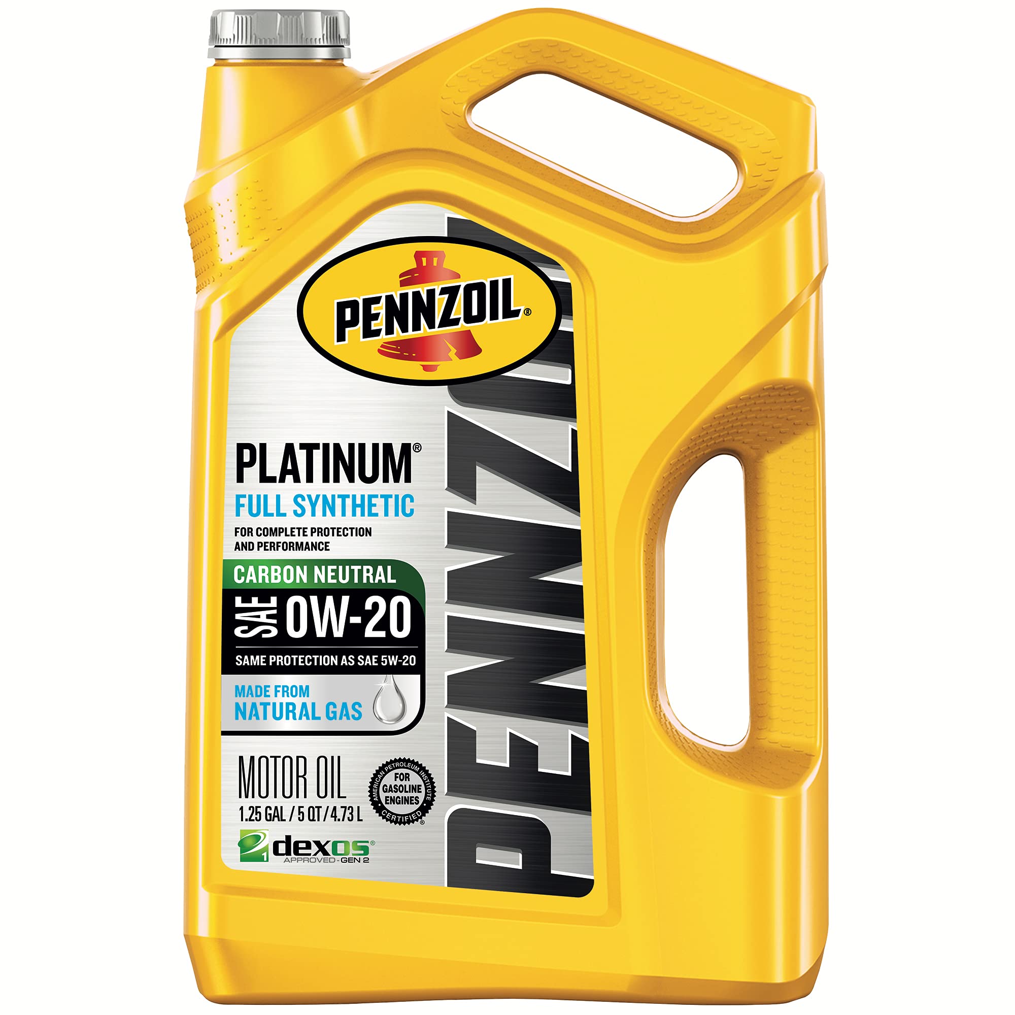 Pennzoil Platinum Full Synthetic 0W-20 Motor Oil (5-Quart, Pack of 1)