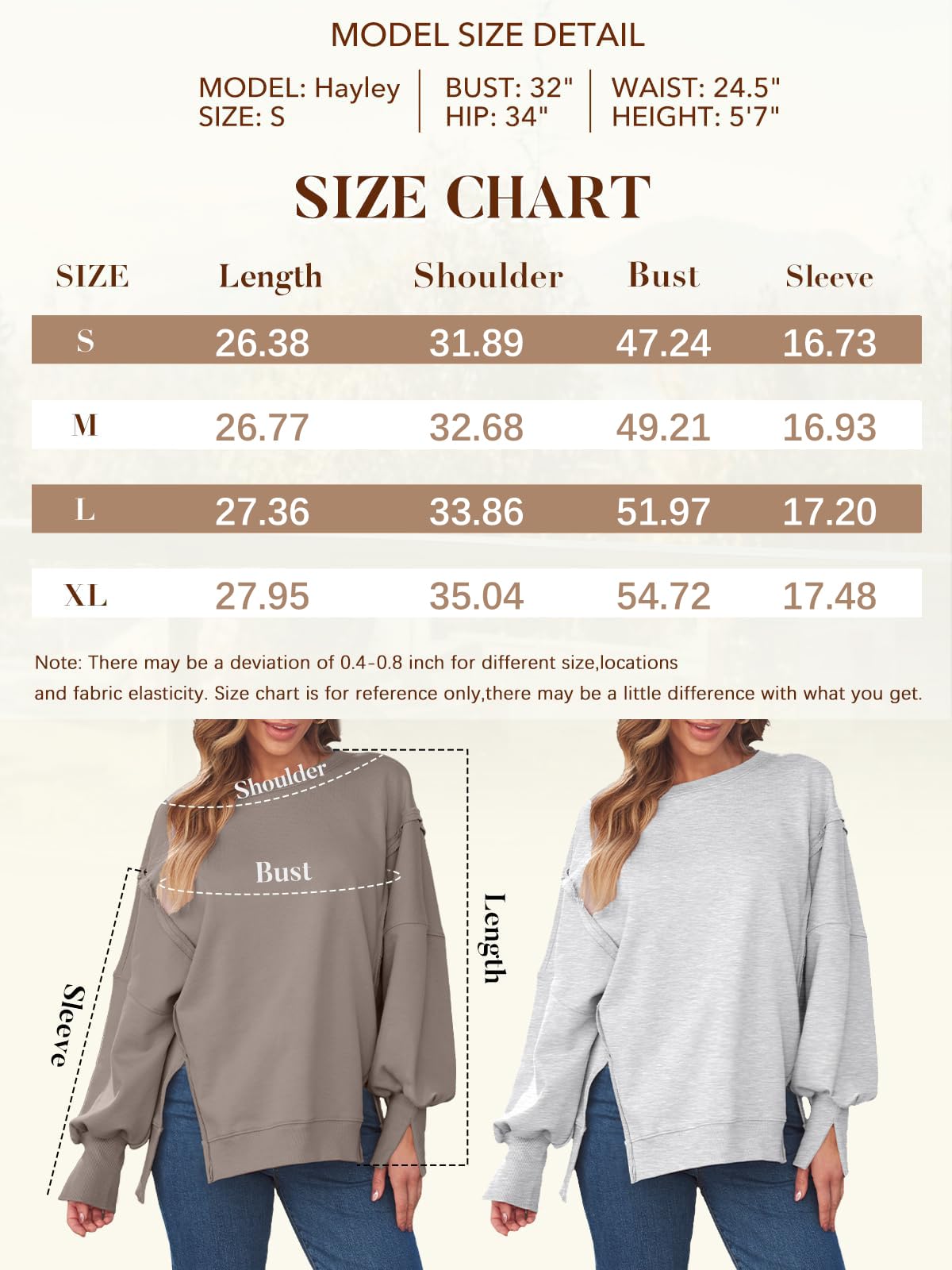 Trendy Queen Womens Oversized Sweatshirts Hoodies Crewneck Shirts Fall Outfits Teen Girls Y2k Winter Clothes Grey L