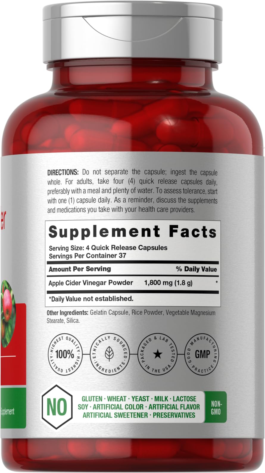 Horbäach Apple Cider Vinegar Capsules | 1800mg | 150 Pills | Non-GMO, Gluten Free Supplement