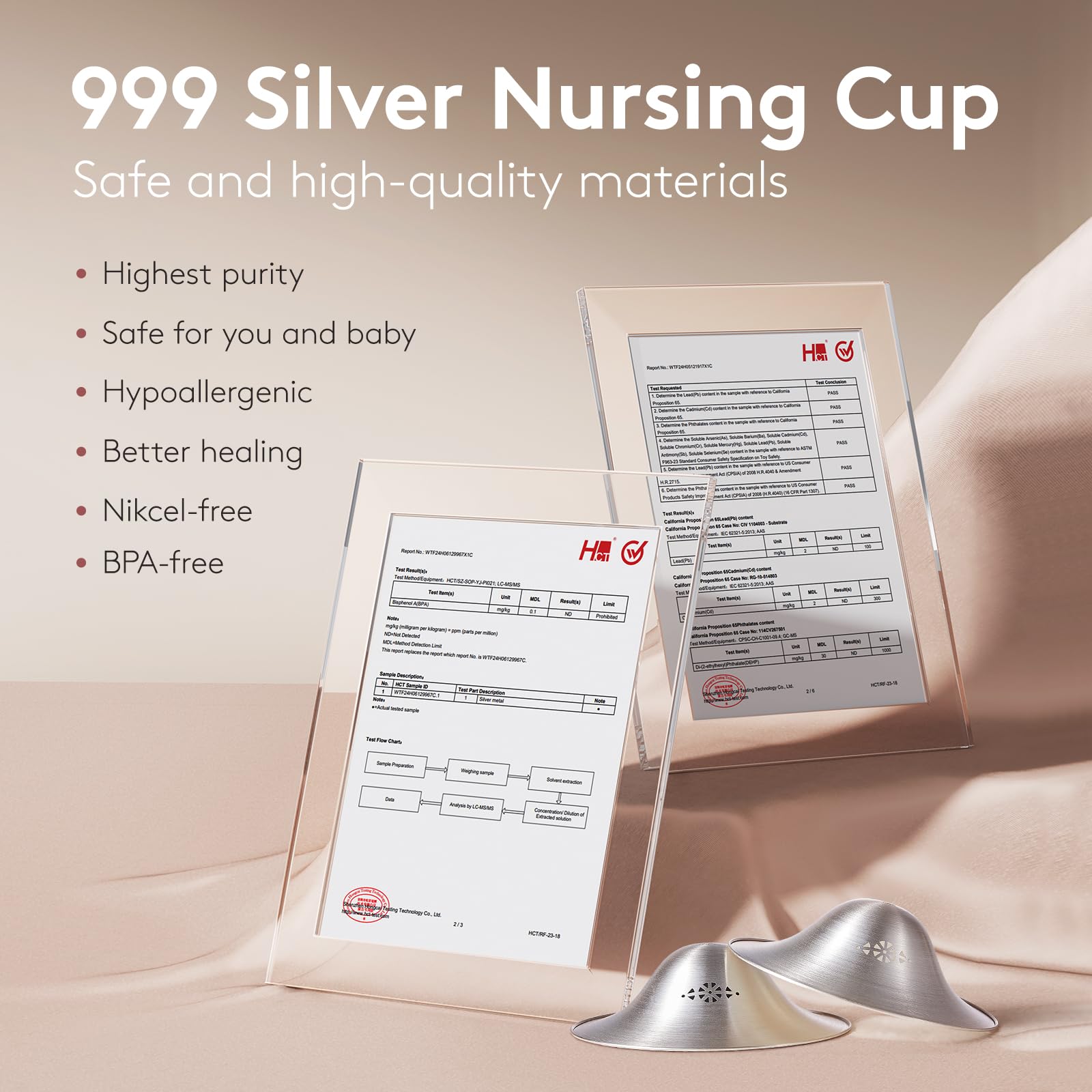 Momcozy 999 Silver Nursing Cups Original Perforated Breathable Design, 999 Silver Nipple Cover for Breastfeeding Essential, Silver Nipple Shield for Nursing Newborn, Metal Nipple Shields, Regular Size