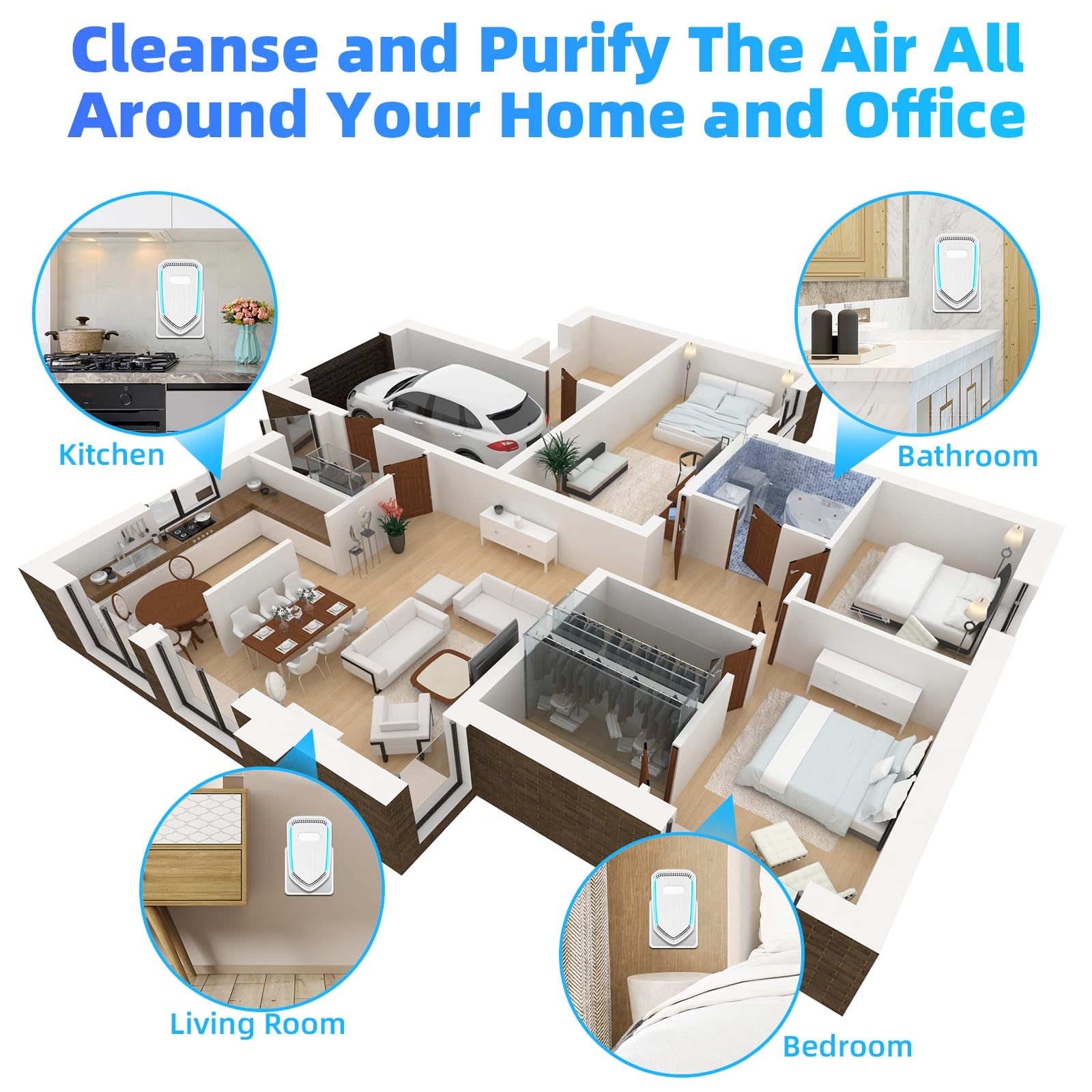 Air Purifier Plug In, 8 Pack Air Ionizers for Home,Portable Negative Ion Air Freshener,Quiet Filterless Air Purifiers for Home,Office Kitchen Bathroom,Mini Air Cleaner for Pet Odor,Dust,Smoke Smell