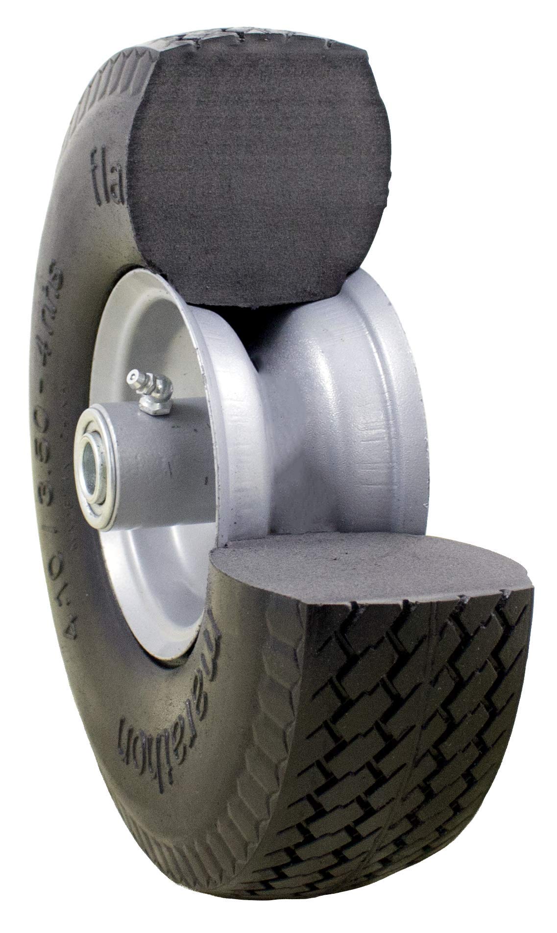 Marathon 4.10/3.50-4" Flat Free, All Purpose Utility Tire on Wheel, 3.5" Centered Hub, 5/8" Bearings