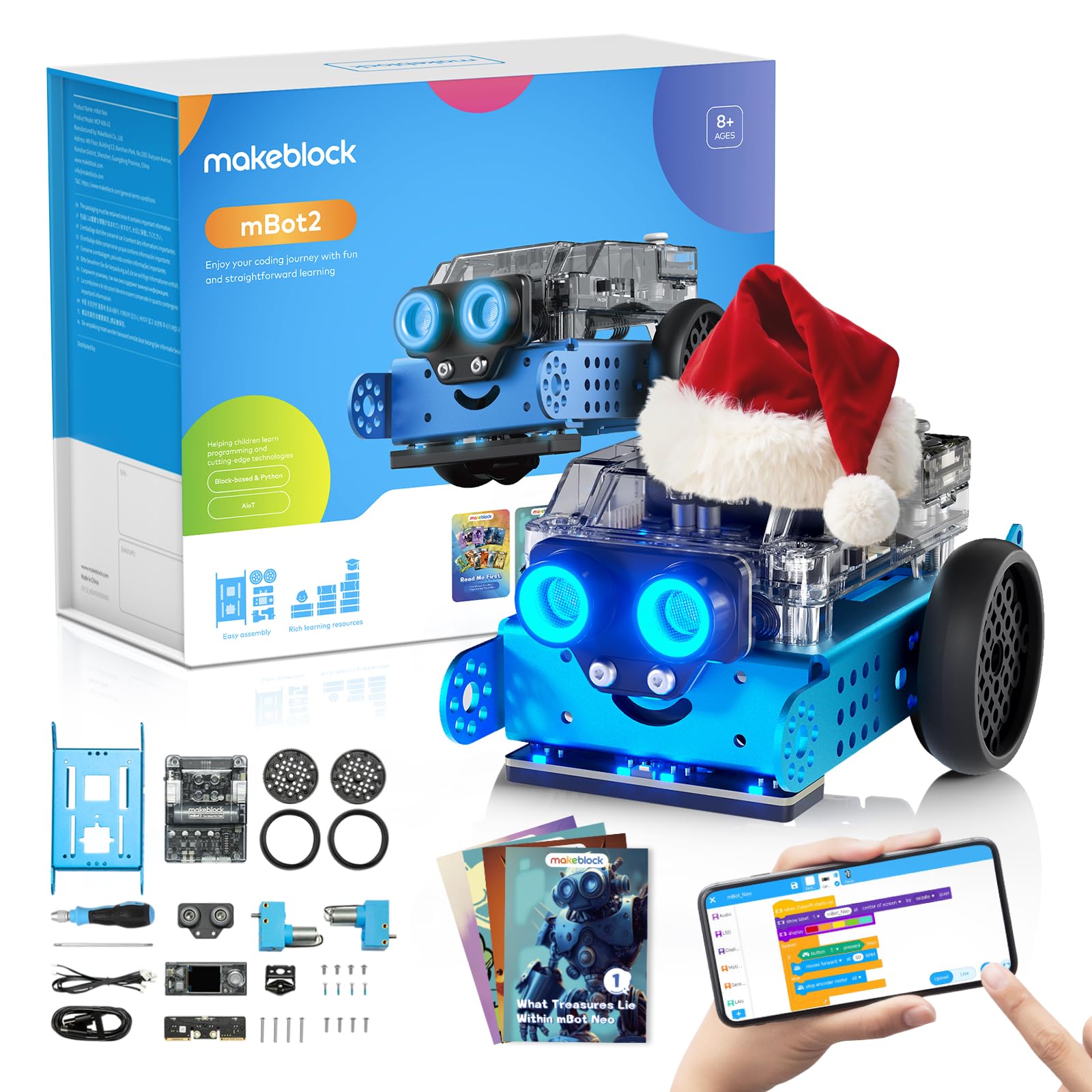 Makeblock mBot2 Coding Robot for Kids, AI Learning Robot Support Scratch & Python Programming, Robotics Kit for Kids Ages 8-12 and up, Building STEM Robot Toys Gifts for Boys Girls