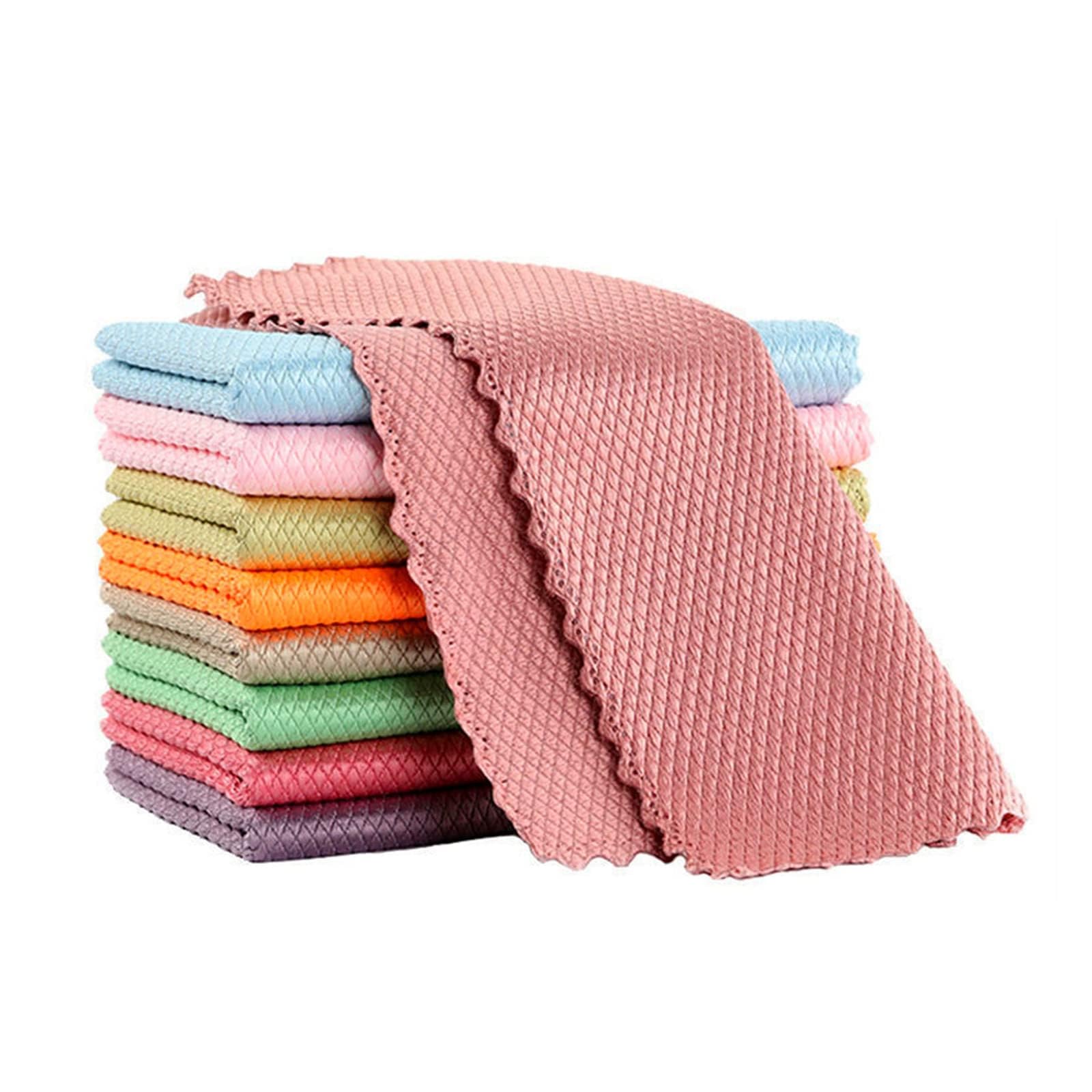 10pcs Cleaning Cloth Fish Scale Cloth Microfiber Cloth Nanoscale Cleaning Cloth Lint Free Cloth Easy Clean Cloth, No Trace High Absorption Polishing Cloth For Kitchen Home (Random Color)(30X40cm)