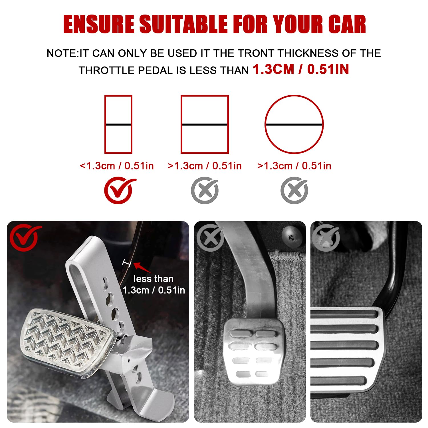 Auto Anti-Theft Car Brake Clutch Lock Safety Tool，Stainless Steel Auto Car Clutch Brake Security Protection Tool,Throttle Pedal Lock with 3 Keys