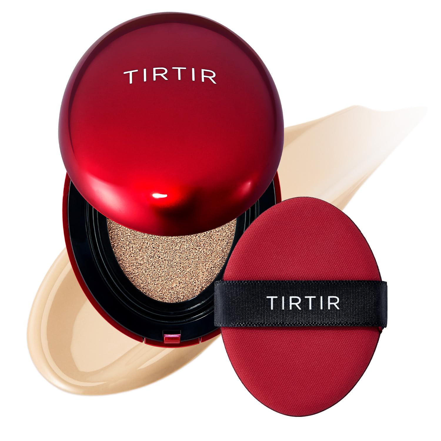 TIRTIR Mask Fit Red Cushion Foundation | Full coverage, Weighless, Skin fit, Satin Glow Finish, Korean cushion foundation (#21W Natural Ivory, 0.63 Fl Oz (Pack of 1))