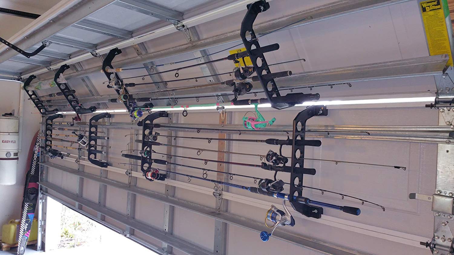 Cobra Storage Garage Door Storage Rack - 21" Black ABS Plastic Fishing Rod Holder - Ultimate Organization for Fishing Gear