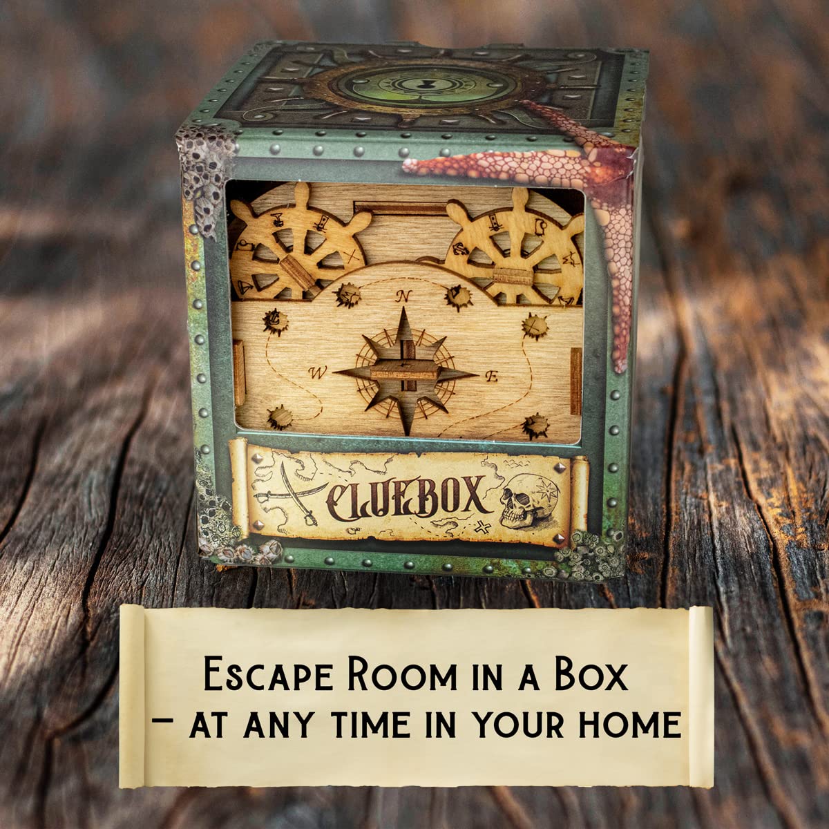 iDventure Cluebox - Davy Jones Locker - Escape Room Game - Puzzle Box - Gift Box - 3D Wooden Puzzle for Adults - Wooden Jigsaw - Brain Teaser - Birthday Gift Gadget for Men - Money Box