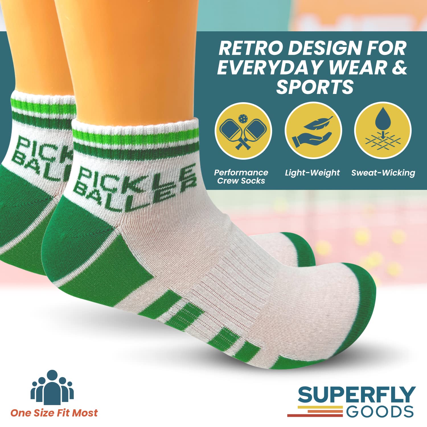 Super Fly Goods PICKLE BALLER Performance Crew Socks Socks for Men & Women Gift Mother's Father’s Day Birthday Fun pickleball Accessory Unisex (Pickleball Ankle)