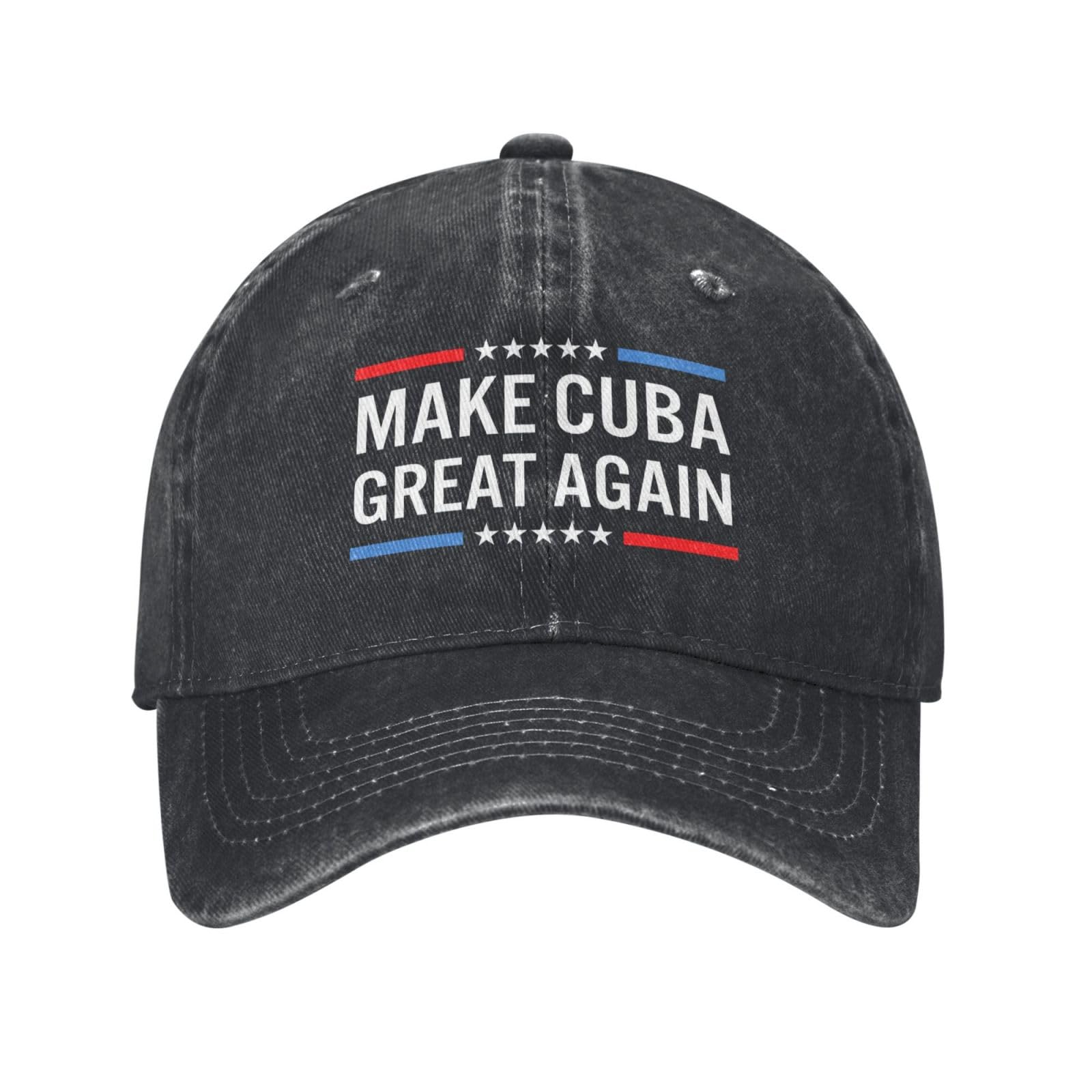 qwumub Make Cuba Great Again Hat Washed Distressed Baseball Cap Black