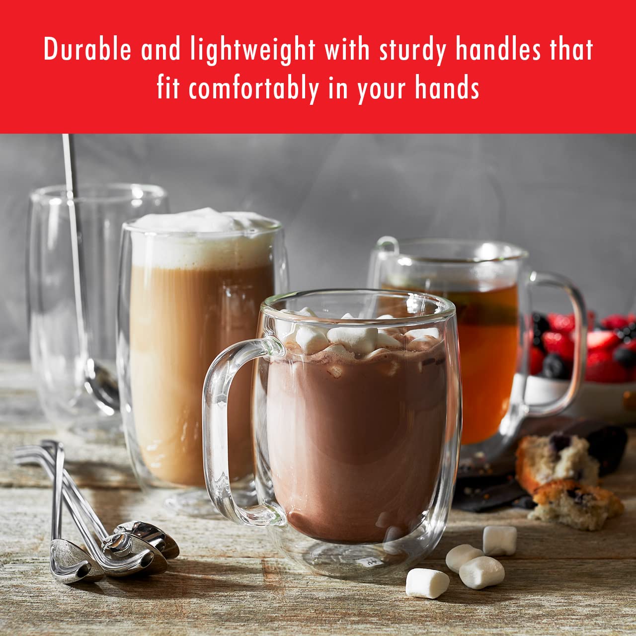 ZWILLING Sorrento Plus 2-pc Double-Wall Glass Coffee Mug Set, Clear