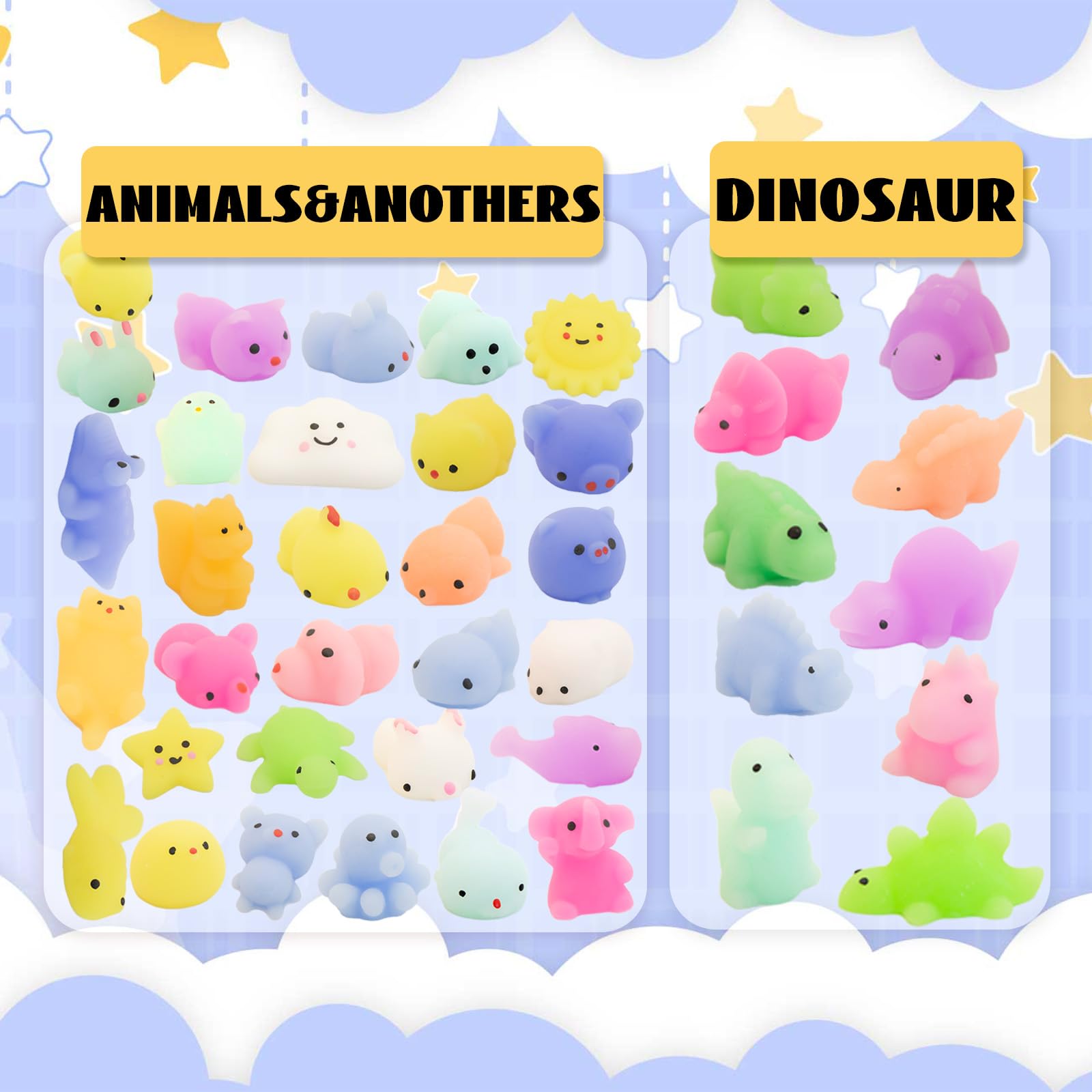 Cocurb 40 Pcs Tiny Mochi Squishy Toys for Children Age Over 3 Years Old Kawaii Squishy Animals Party Favors for Kids Stress Relief Toy for Boys Girls Birthday Present Goodie Bag Stuff