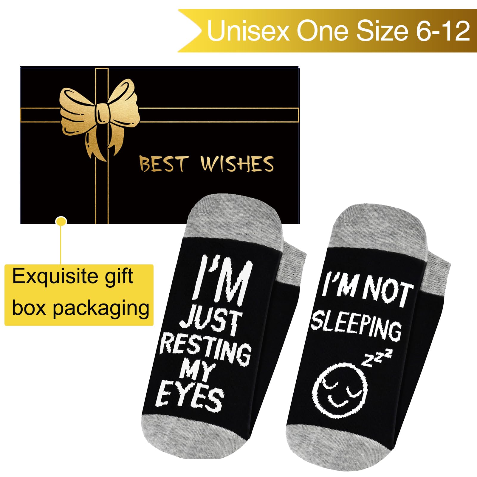 Dealswin Gifts for Dad Funny Socks: Birthday Gifts for Men Husband Garandpa, Stocking Stuffers for Men Father's Day Gifts idea, I'm Not Sleeping I'm Just Resting My Eyes Socks