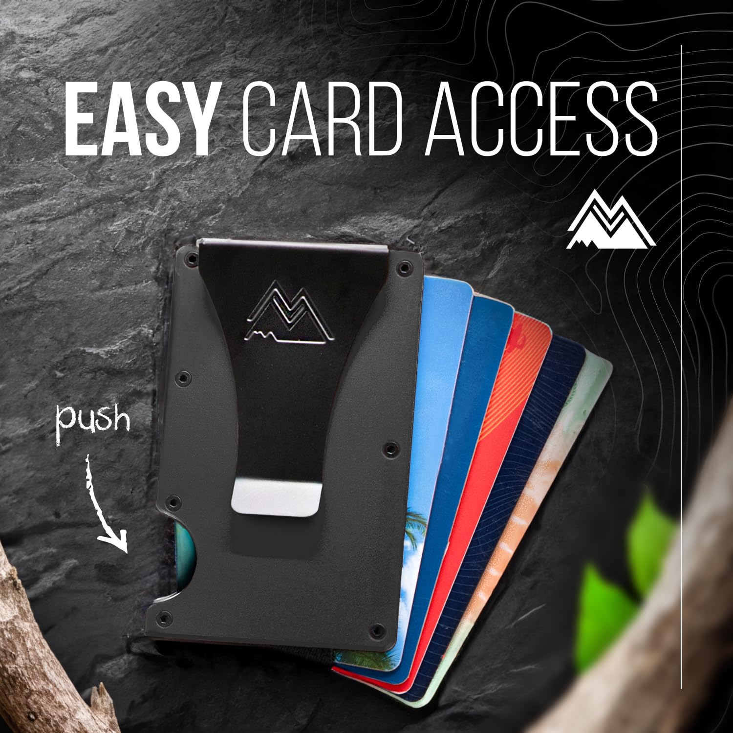 Mountain Voyage Minimalist Wallet for Men - Slim RFID Wallet I Scratch Resistant, Matte Black Credit Card Holder & Money Clip, Easily Removable Money & Cards, Mens Wallets