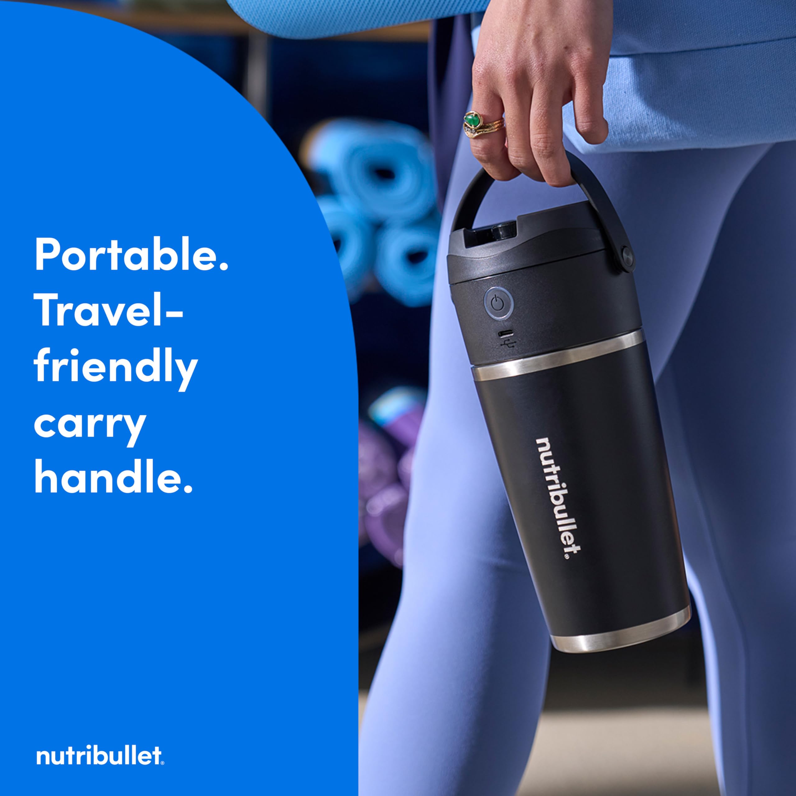 nutribullet Flip Portable Blender with Insulated Cup, Cordless, Brushed Stainless, NBPB50350SS