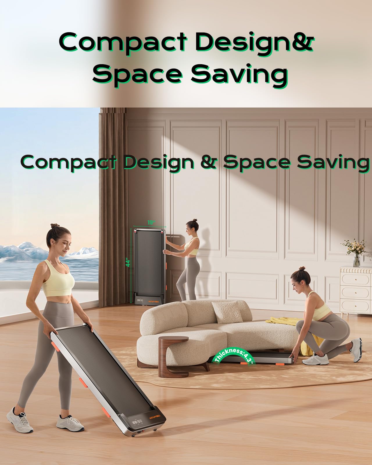 TREAFLOW Walking Pad,Treadmill with Incline for Home Office, 2.5HP Portable Under Desk Treadmill with 265 Lbs Capacity,Remote Control