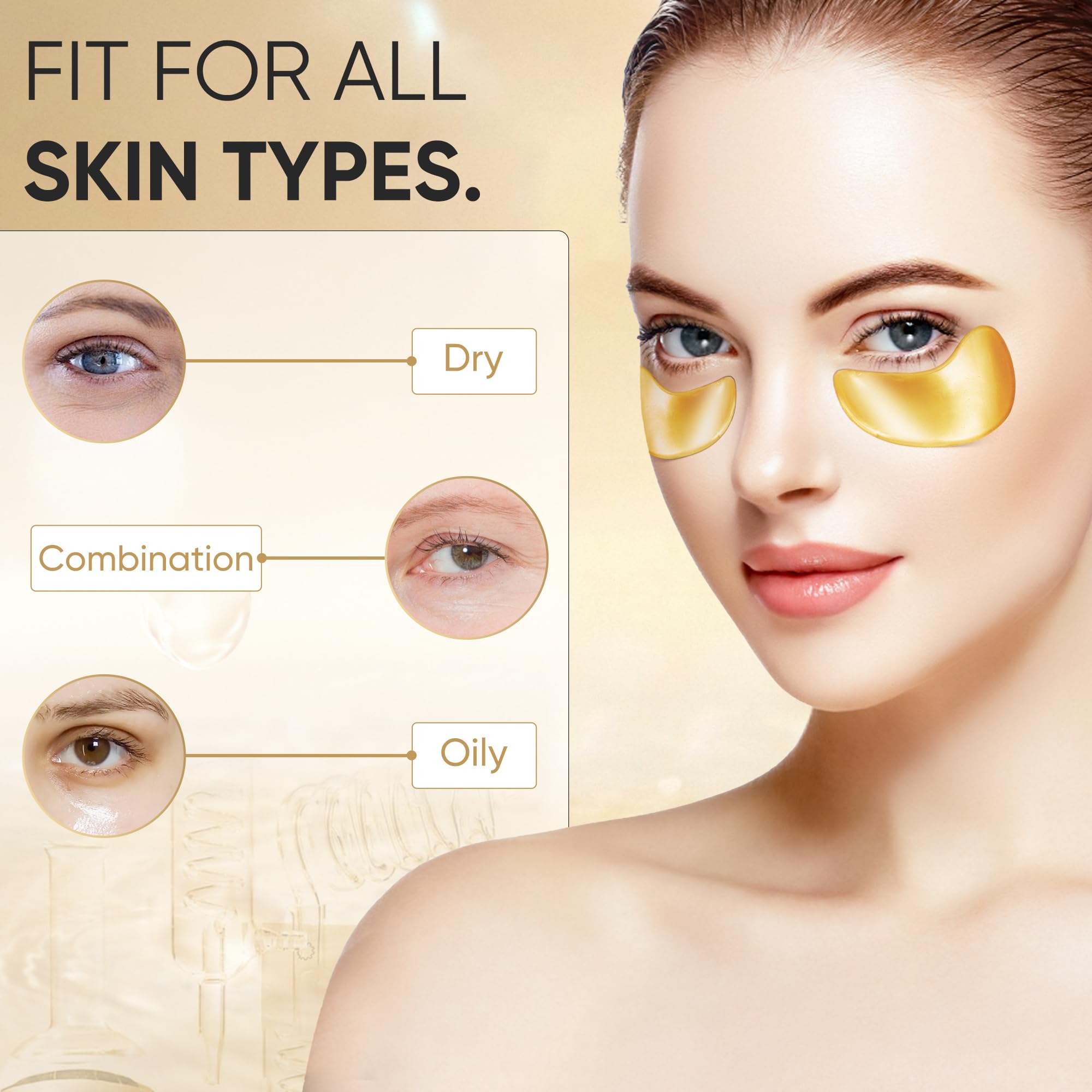 Bukamkom 20 Pairs 24K Gold Eye Mask Collagen Under Eye Mask Patches for Dark Circle Puffiness, Refresh, Revitalizing, Travel, Wrinkles, Eye Patches