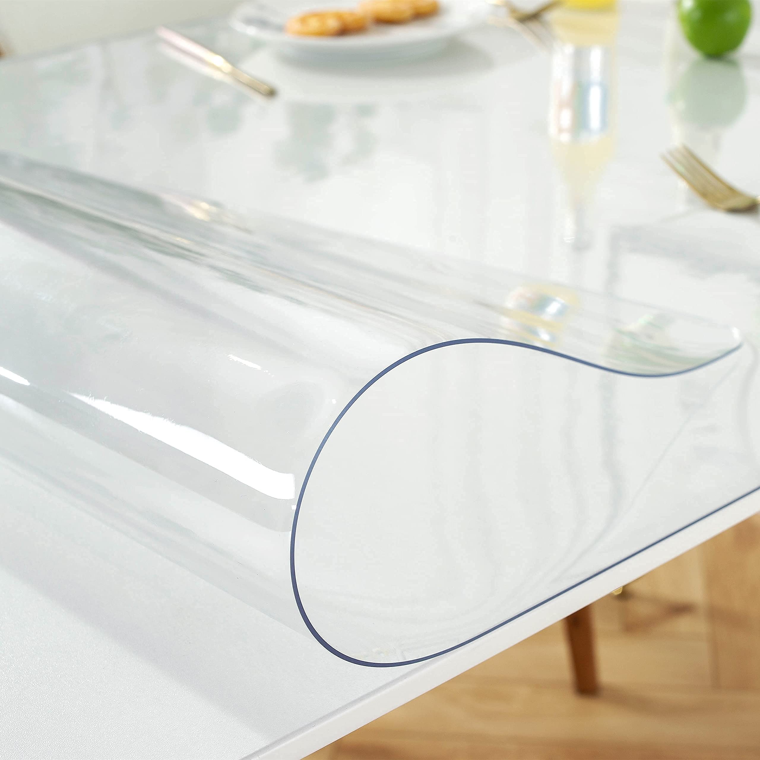 LovePads 1.5mm Thick 44 x 76 Inch Clear Table Cover Protector, Plastic Table Protector for Dining Room Table, Clear Tablecloth Protector, Table Pads for Dining Room Table, Dining Table Cover