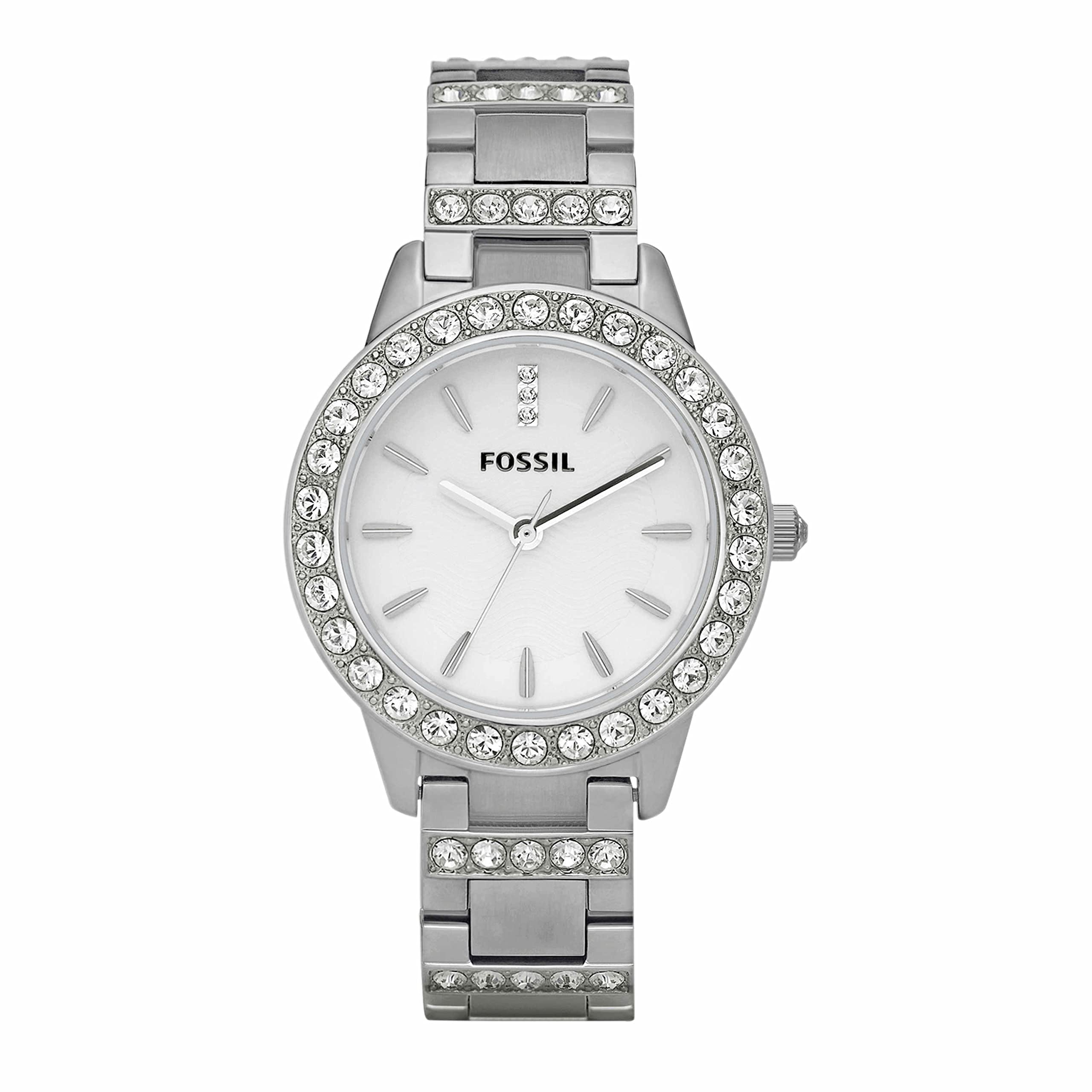 Fossil Women's Jesse Quartz Stainless Steel Three-Hand Watch, Color: Silver Glitz (Model: ES2362)