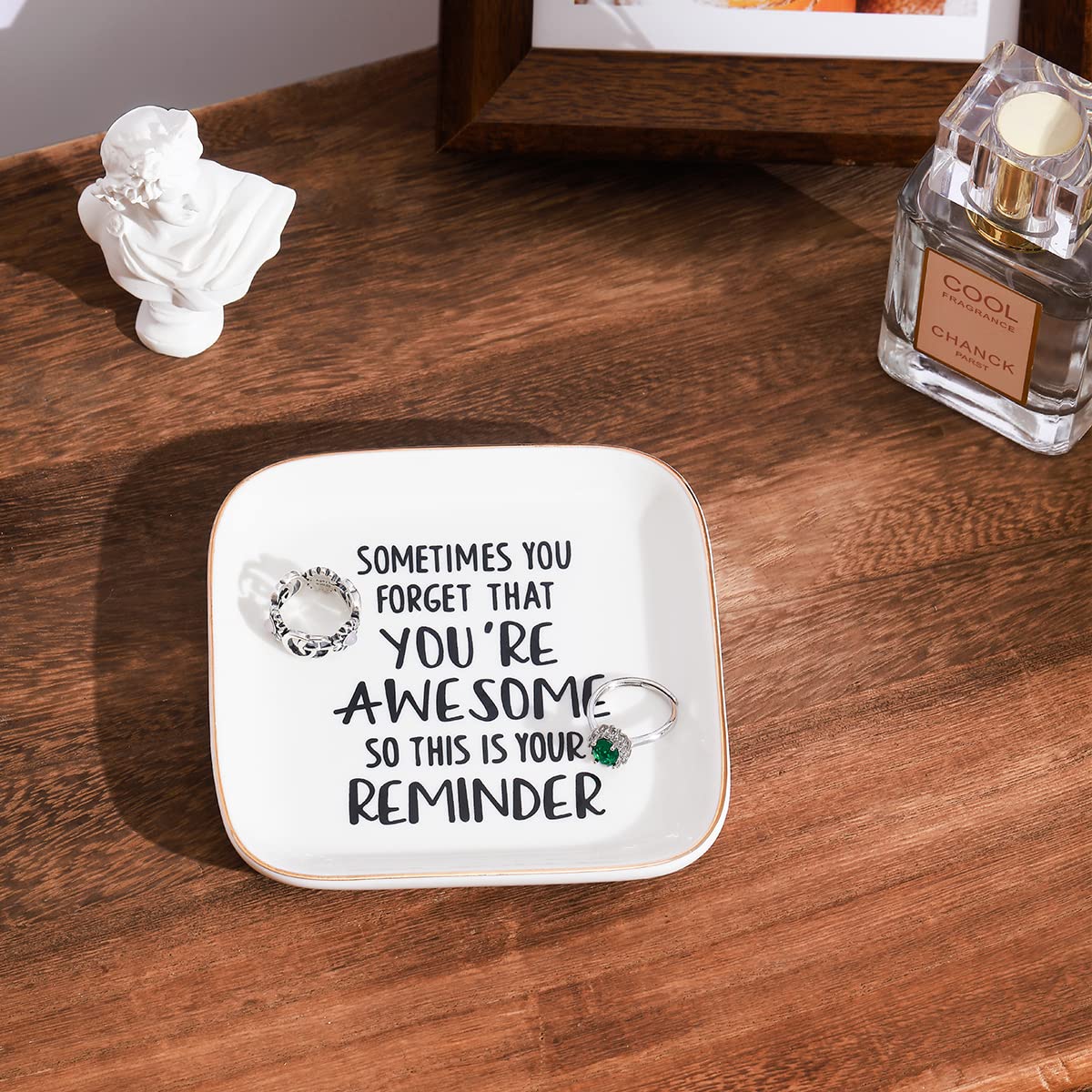 PUDDING CABIN Inspirational Gifts for Women Ring Dish You're Awesome So This is Your Remind Birthday Gifts for Women Unique, Friends Gifts For Women Her Mom Sister Coworker Christmas Gifts