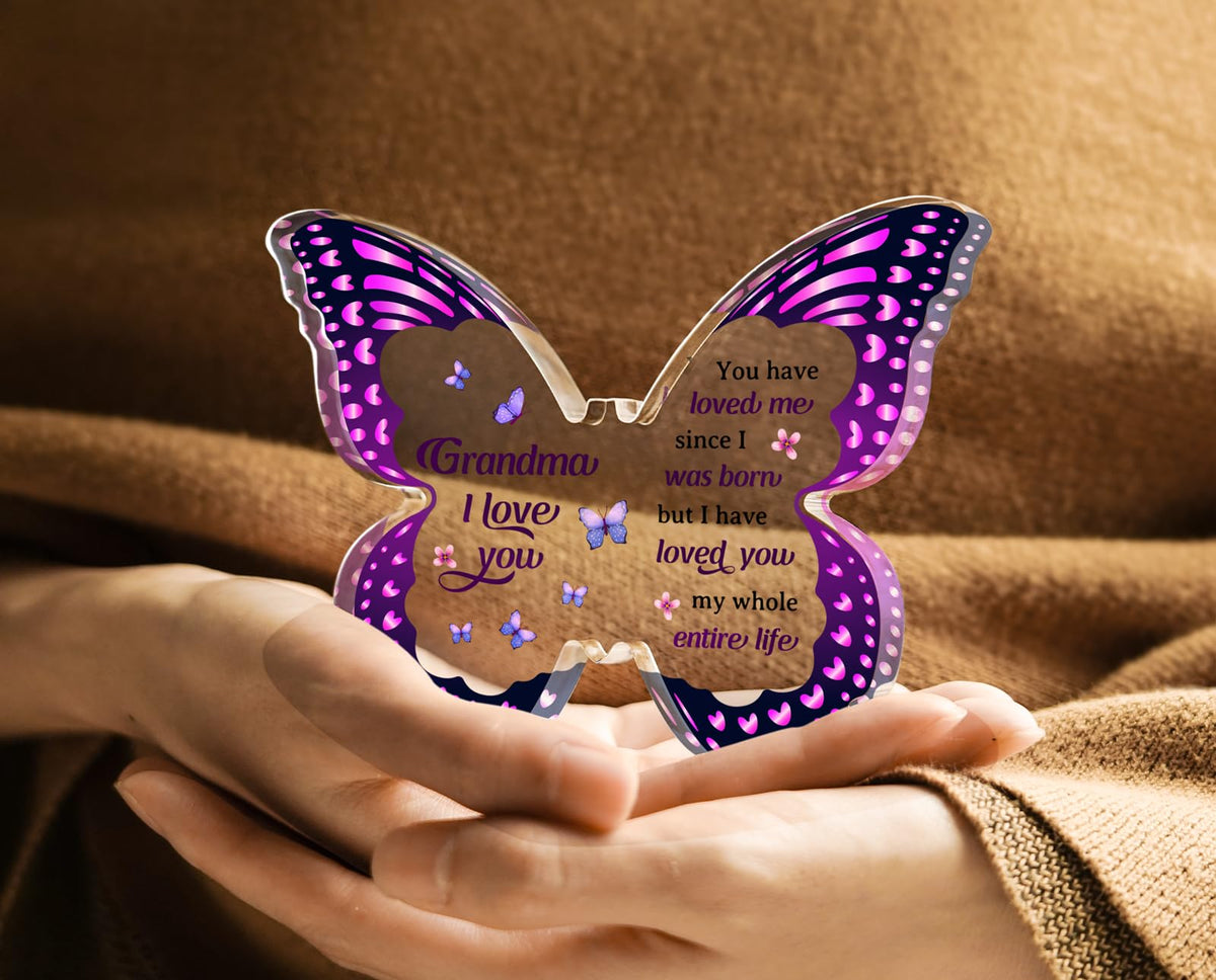 Grandma Gifts, Gifts for Grandma, Christmas Gifts for Grandma from Grandchildren - Butterfly Acrylic Decorations - Grandma Birthday Gift Ideas for Christmas Mothers Day Birthdays Thanksgiving