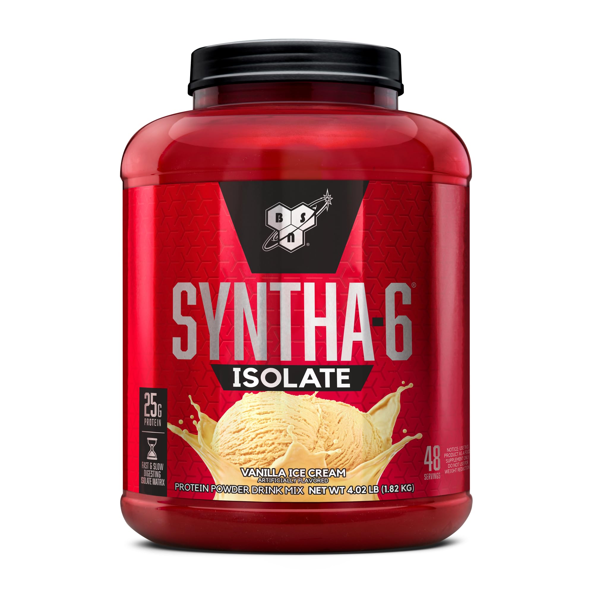 BSN SYNTHA-6 ISOLATE Protein Powder, Vanilla Ice Cream, 4.02 lb (48 servings)