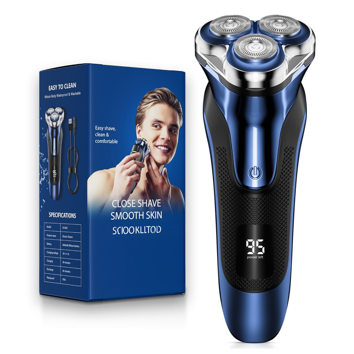 Electric Razor for Men, Electric Shaver for Men Face, Waterproof Wet Dry Rechargeable Shaver with Pop Up Trimmer