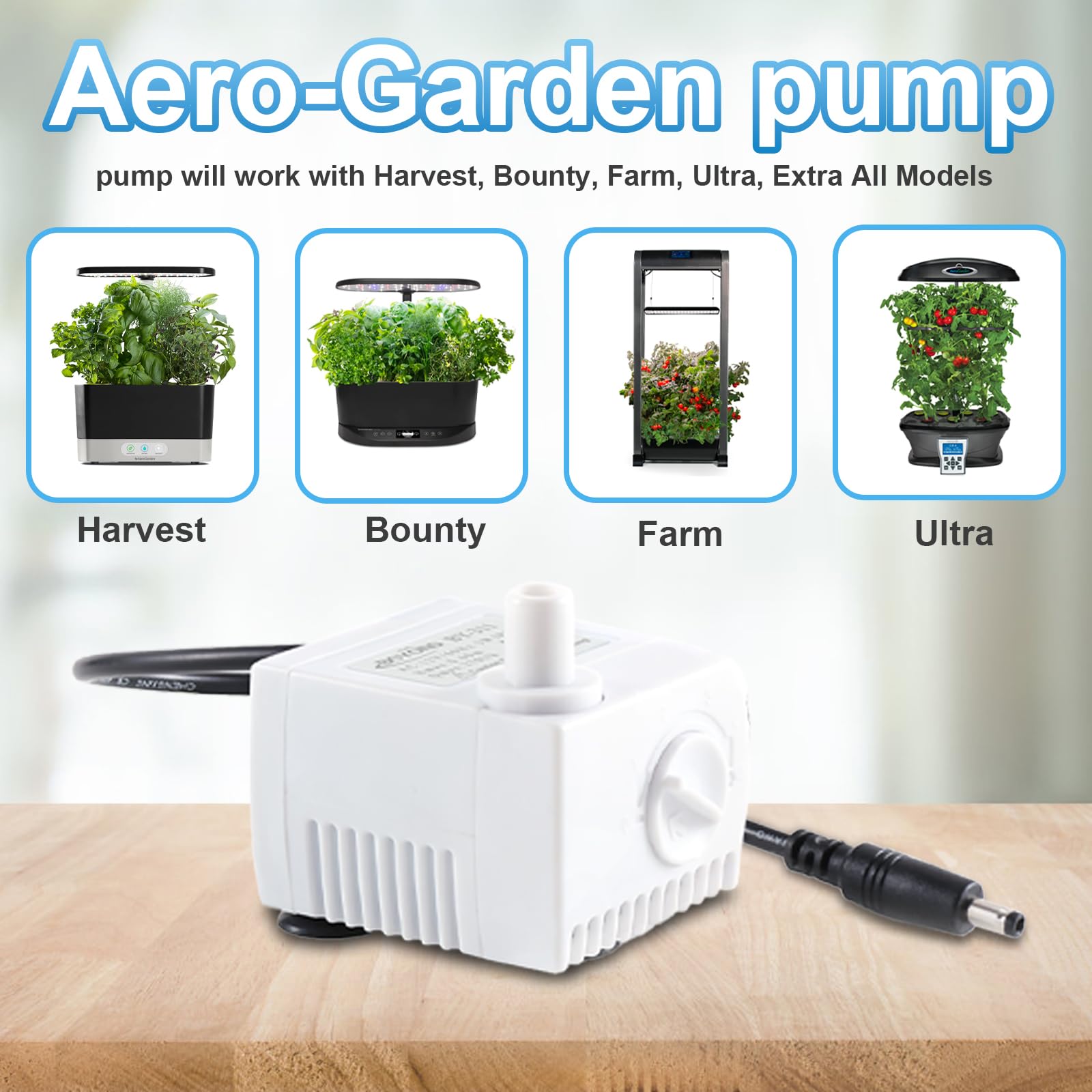 200623 Aero-Garden Pump with 10 Filters, Ultra Quiet Hydroponics Growing System Pump Fit for Harvest Elite, Bounty, Farm, Extra, Ultra