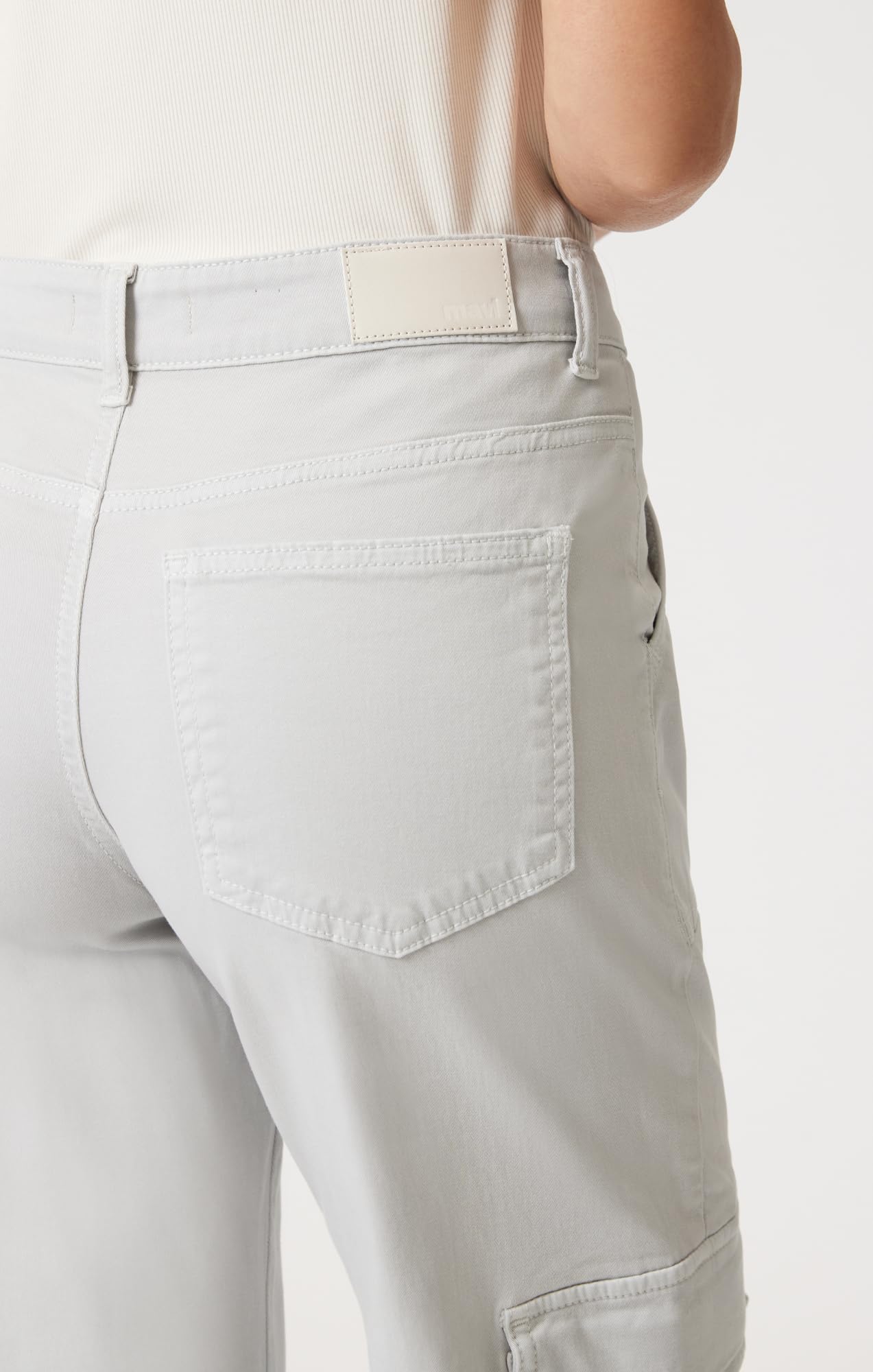 Mavi Women's Alva High Rise Straight Leg Pants, Ivory Casual Twill 28x32