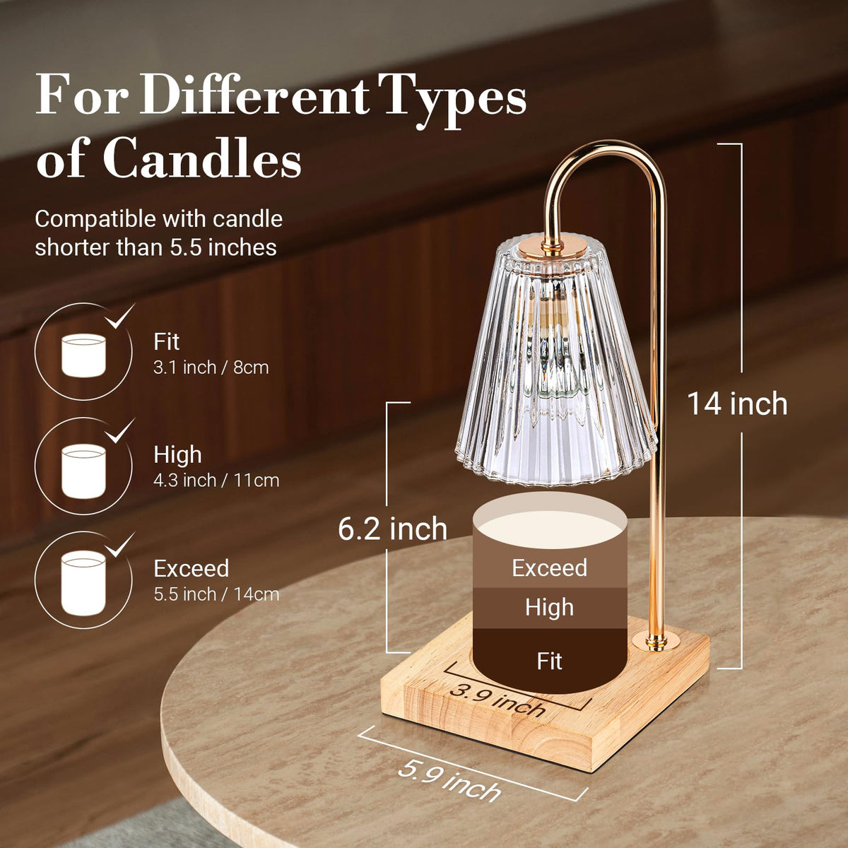 Marycele Candle Warmer Lamp, Electric Candle Lamp Warmer with Timer, Mom Christmas Birthday Gifts for Women, House Warming Gifts New Home Bedroom Decor, Dimmable Wax Melt Warmer with 2 Bulbs