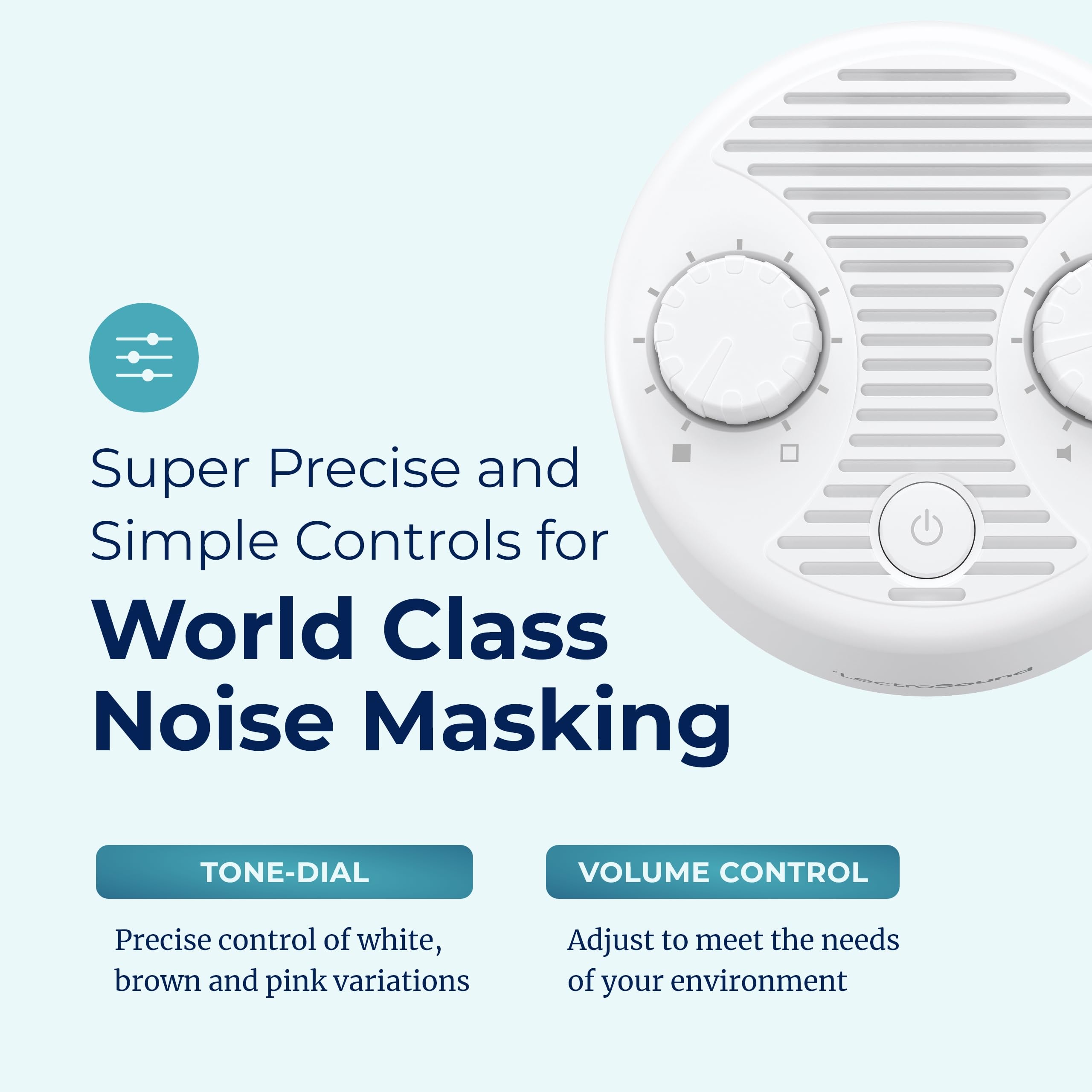 Adaptive Sound Technologies Lectro Sound 2 White Noise Machine - Simple Machine for Nursery or Bedroom - Non-Looping, Warm White Noise for Soothing Sleep - for All Ages - White