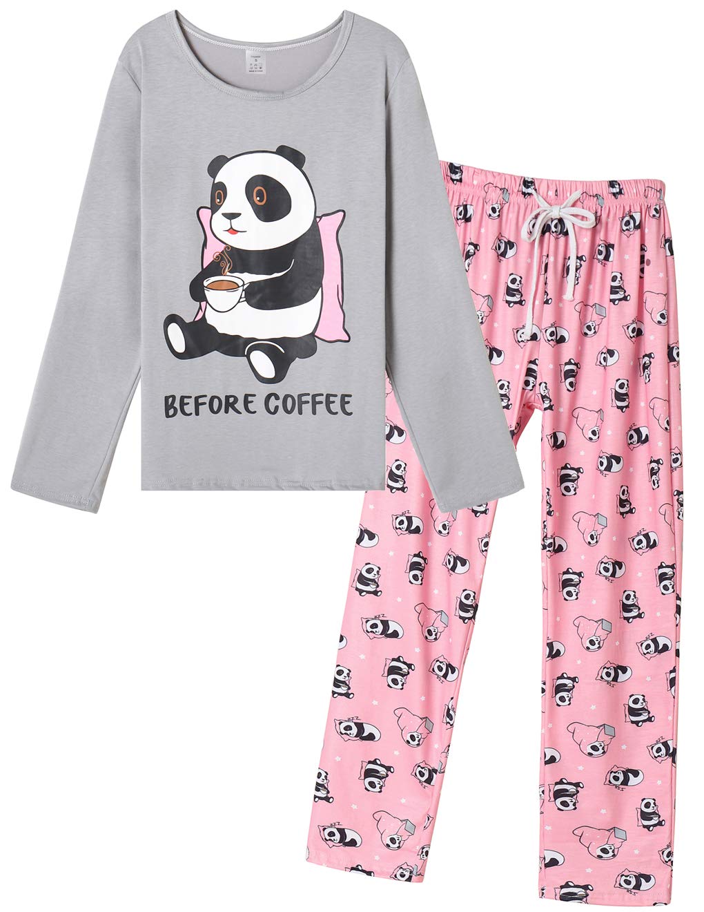 VENTELAN Women Pajamas Cute Christmas Bear Sleepwear Long Sleeve Stripes Loungewear