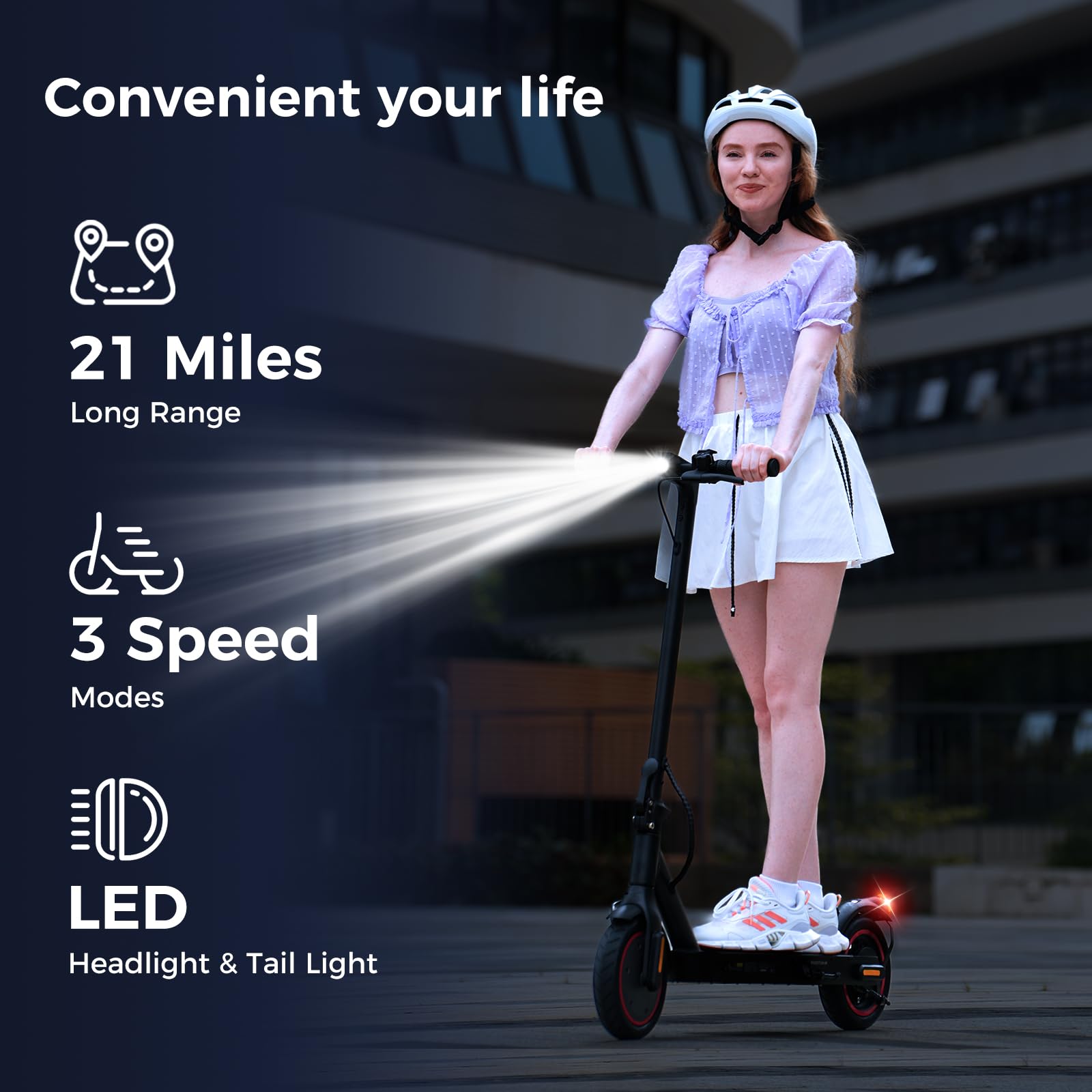 HopCycle Electric Scooters - 500W Adult Electric Scooter, 18 MPH Top Speed, 8.5'' Tires,21 Miles Long Range, Portable E Scooter for Adults and Teens