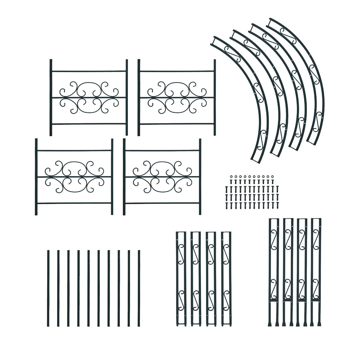 Plow & Hearth Arch Metal Outdoor Garden Arbor | Montebello | 84-in (H) x 53-in (W) x 23-in (D) | Black | Iron Trellis Lattice for Climbing Plants | Wedding | Outdoor Patio Décor