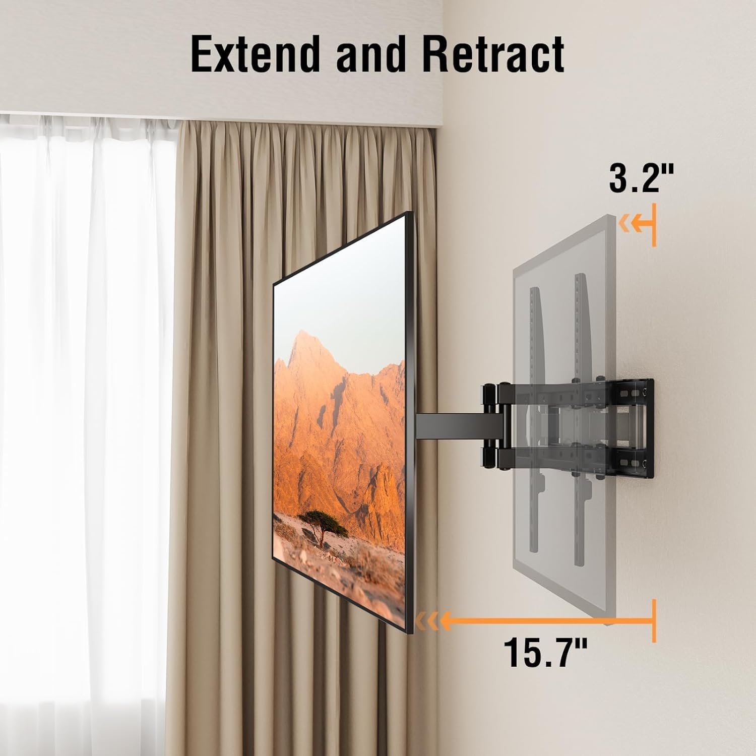 ELIVED UL Listed TV Mount for Most 26-65 Inch TVs, Full Motion TV Wall Mount Swivel and Tilt, Wall Mount TV Bracket Max VESA 400x400, Holds up to 88 lbs Fits 8” 12” 16" Wood Studs