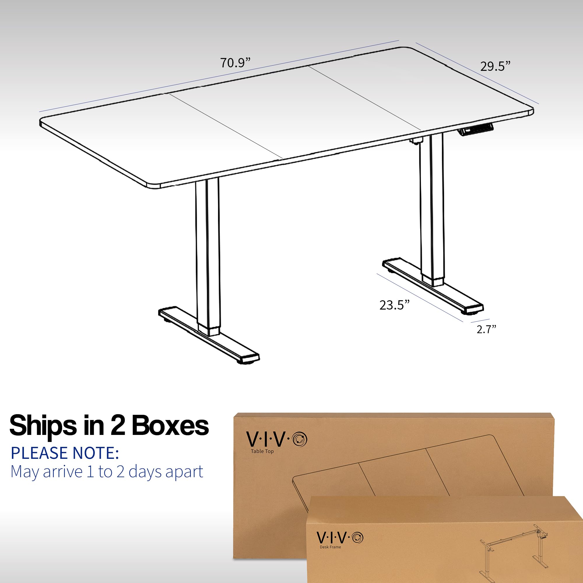 VIVO Electric 71 x 30 in Standing Desk, Memory Height Adjustment, 1B Series, White Top Gray Frame, DESK-KIT-1G7W