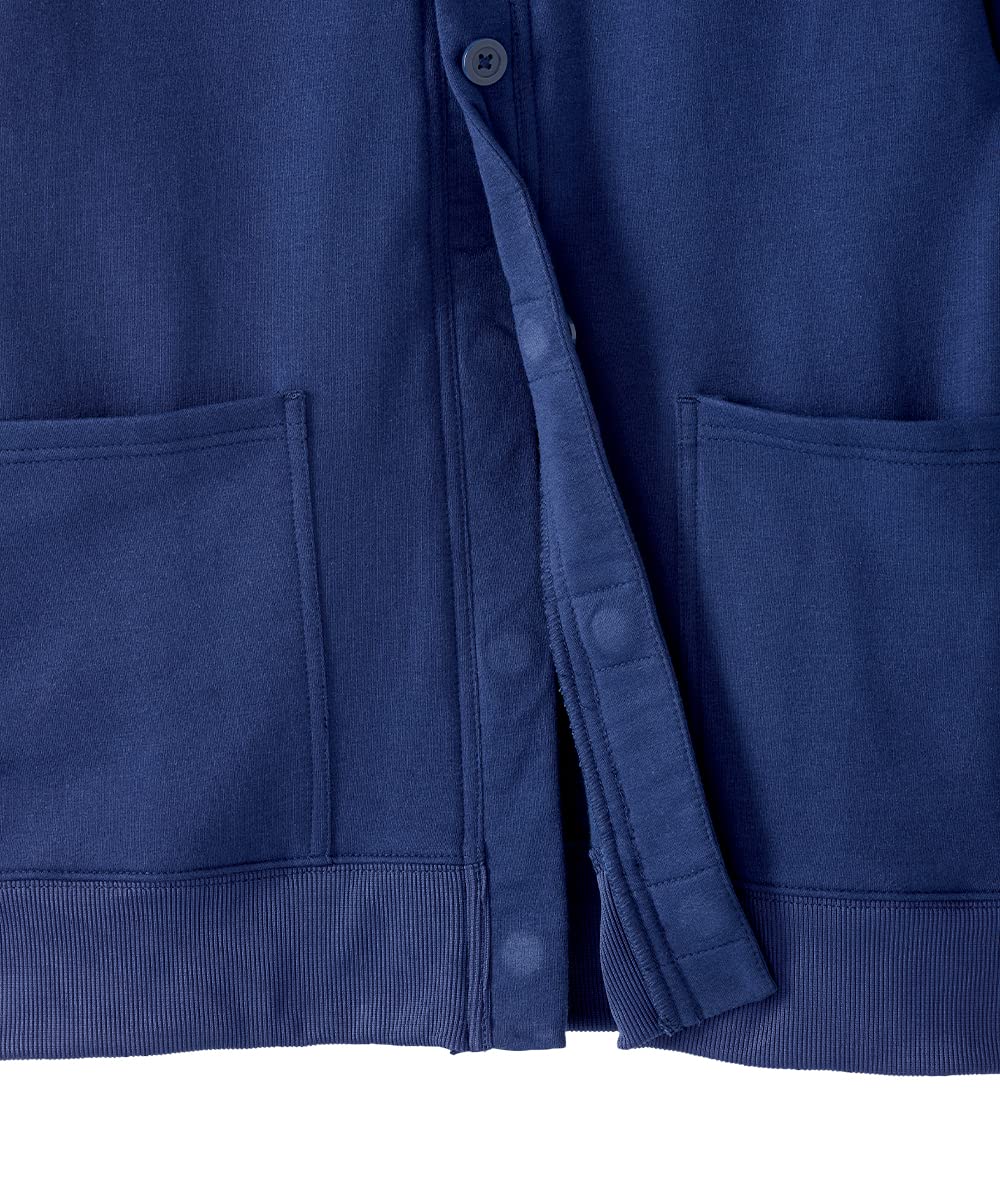 Women’s Magnetic Button Adaptive Two Pocket Fleece Cardigan - Navy -3XL
