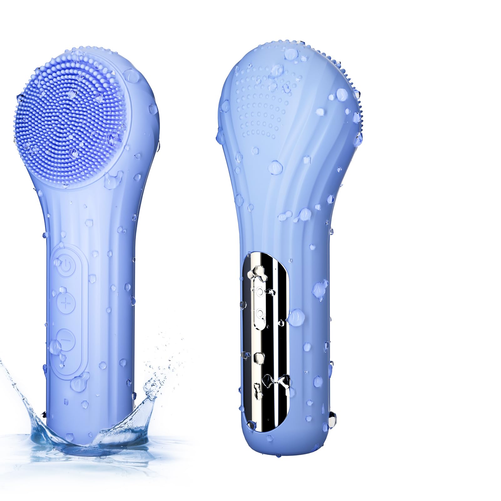 5 Modes Silicone Face Scrubber, Waterproof Face Scrubber Exfoliator for Men & Women, Rechargeable Electric Facial Cleansing Brush for Deep Cleansing, Exfoliating, Massage (Blue)