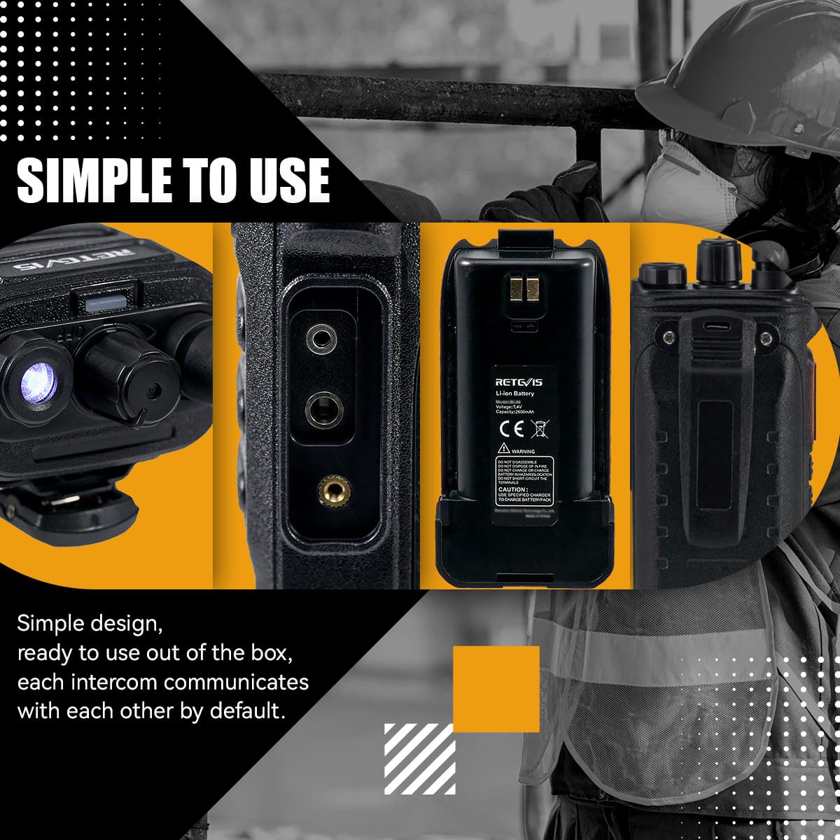 Retevis RT86 Long Range Walkie Talkies for Adult, High Power 2 Way Radios, Heavy Duty Two Way Radios, Shatterproof Display, 2600mAh, for Commercial Construction(6 Pack)