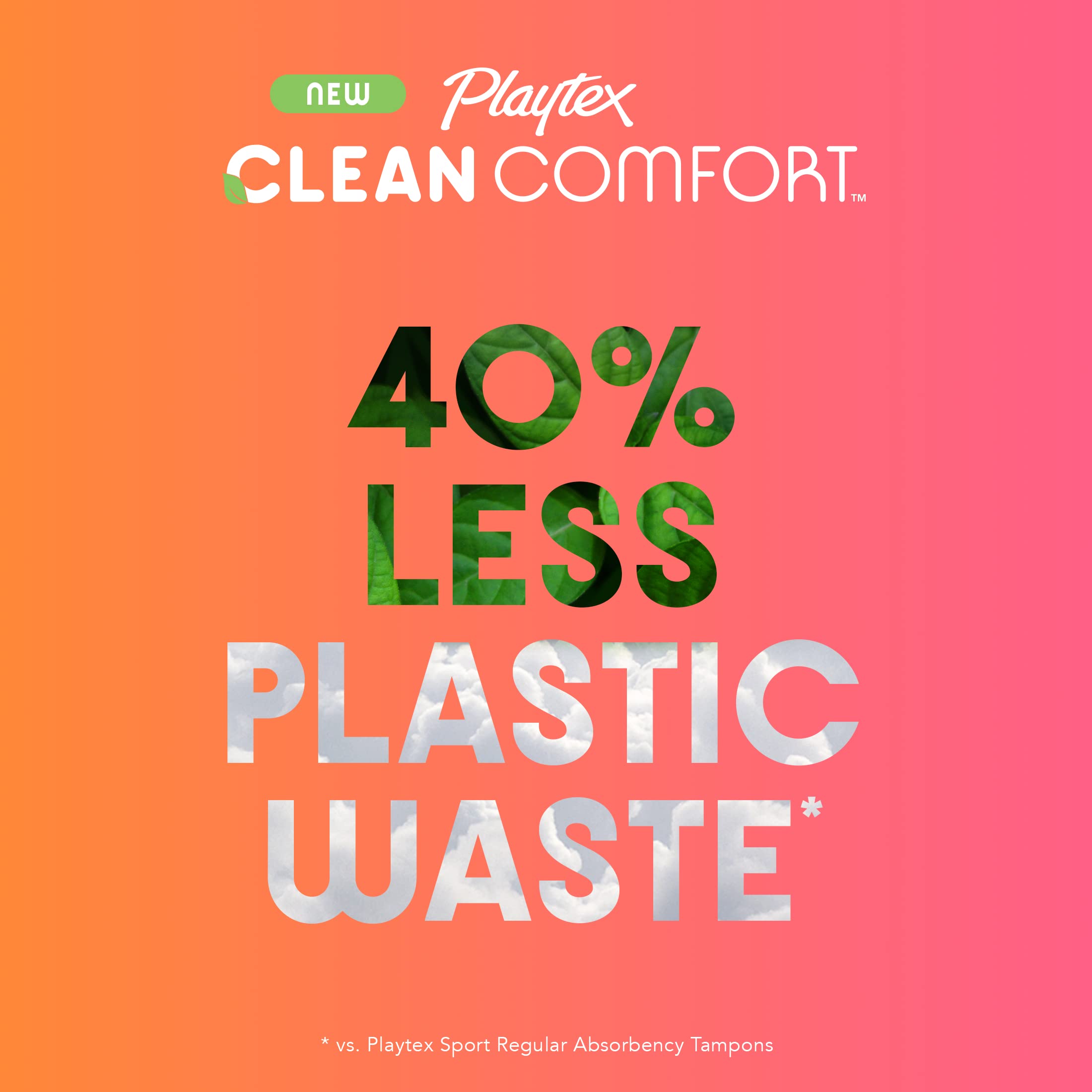 Playtex Clean Comfort Organic Cotton Tampons, Regular Absorbency, Fragrance-Free, Organic Cotton - 30ct