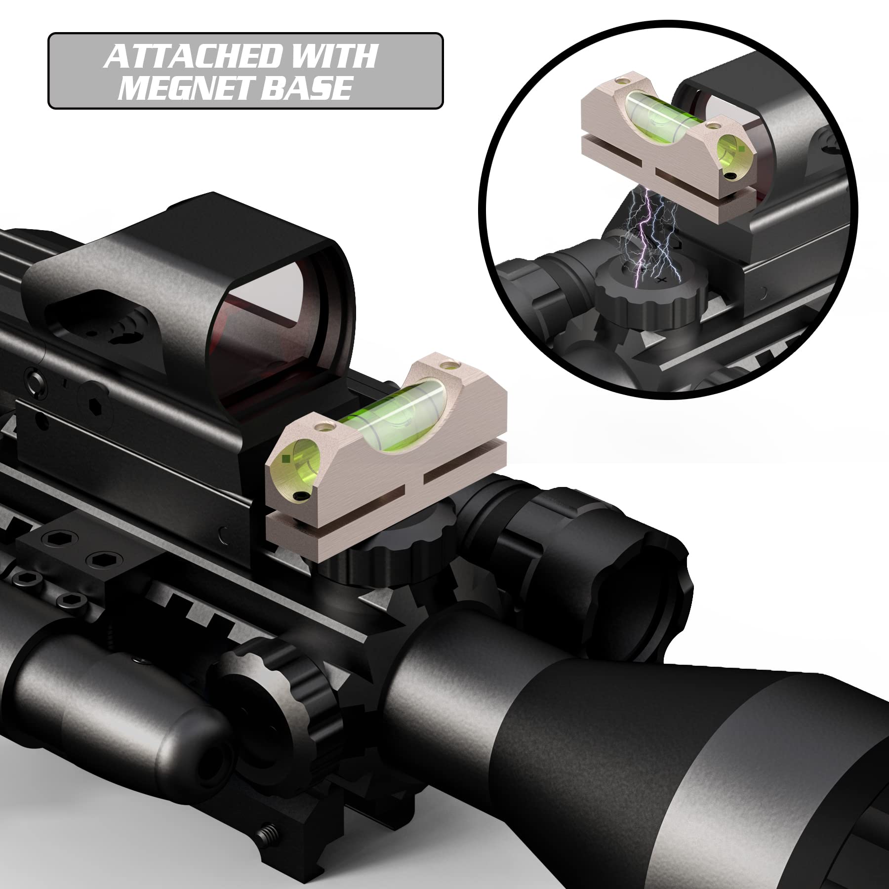 KNINE OUTDOORS Scope Leveling Tool Scope Mounting Level Universal and Professional Tool with Heavy-Duty Designed and Stored in Case for Maintenance, Black Silver Rich Gold (Rich Gold)